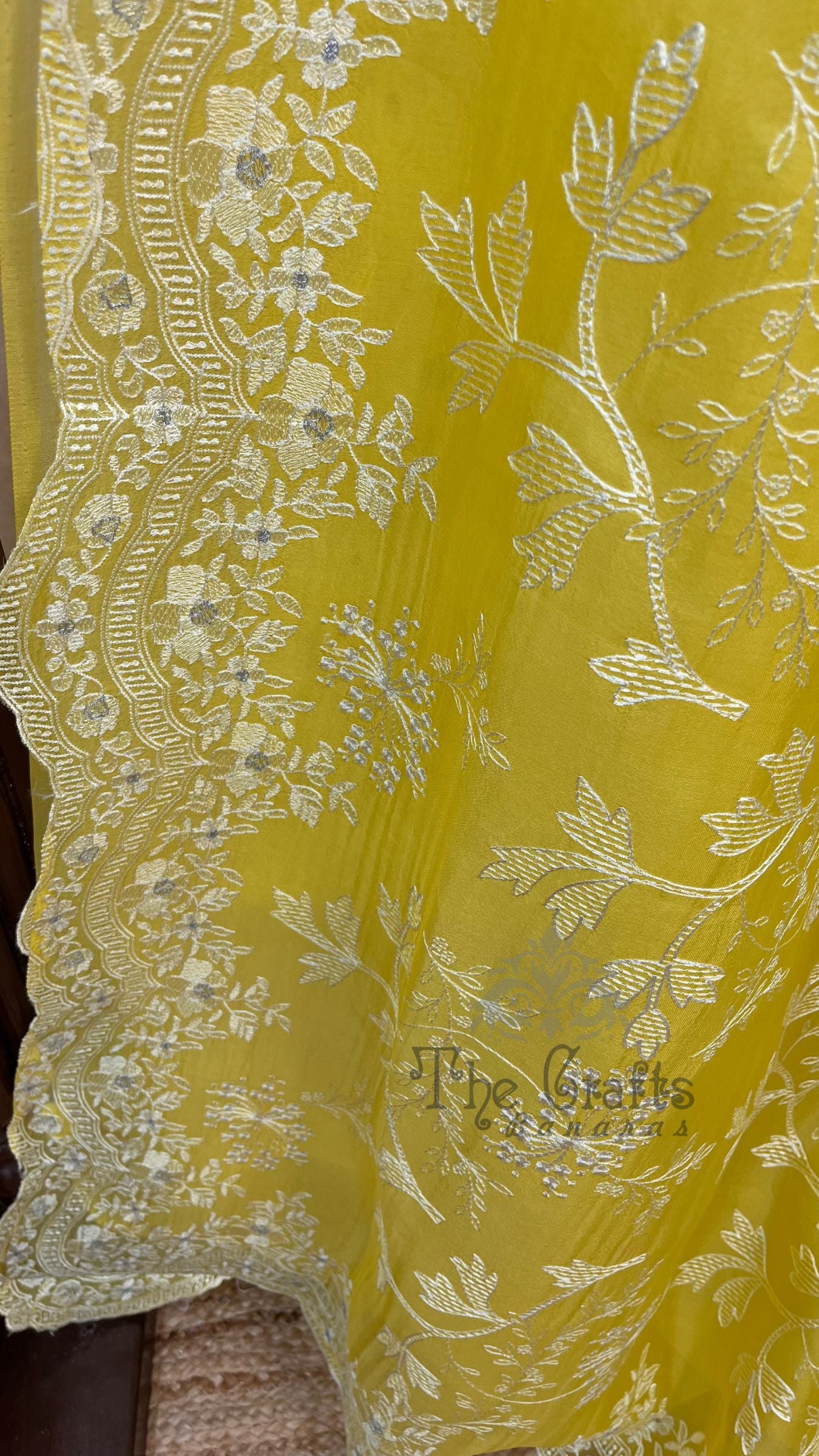 Pure Organza Silk Chikankari Handloom Banarasi Saree