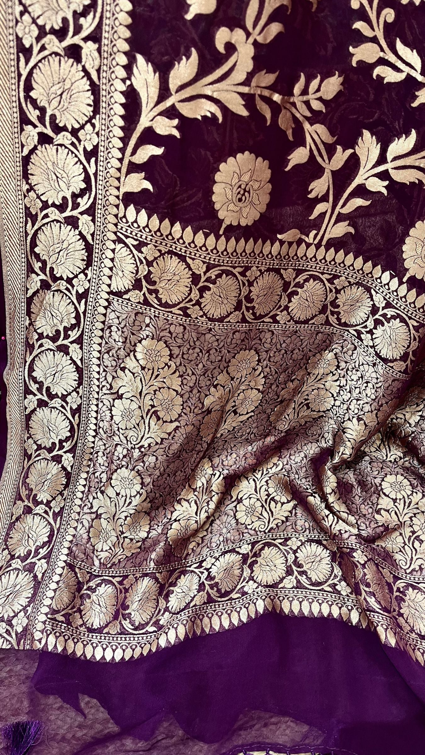 Khaddi Georgette Handloom Banarasi Saree - Water Zari