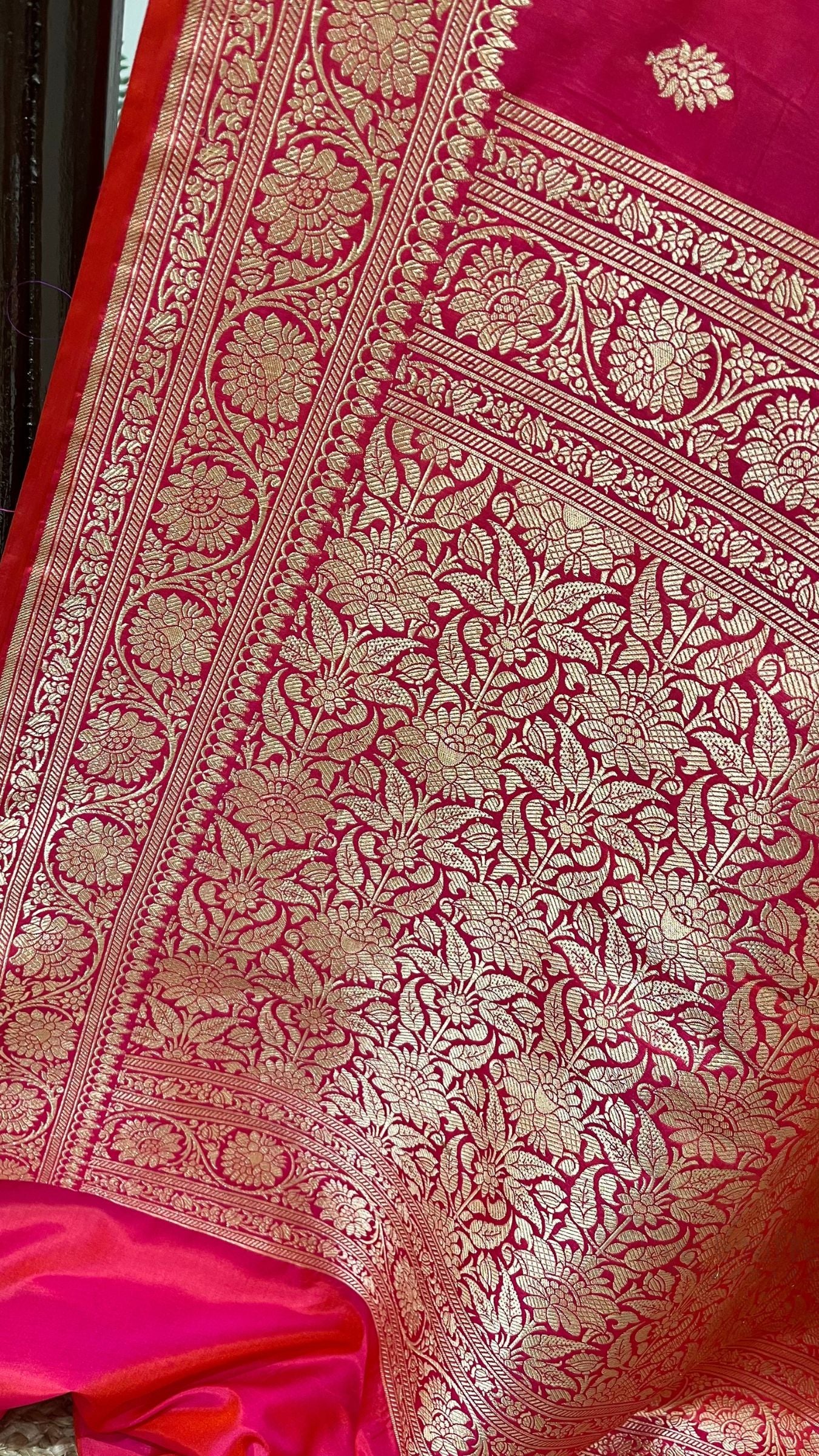 Pure Katan Silk Handloom Banarasi Saree - Jaal work