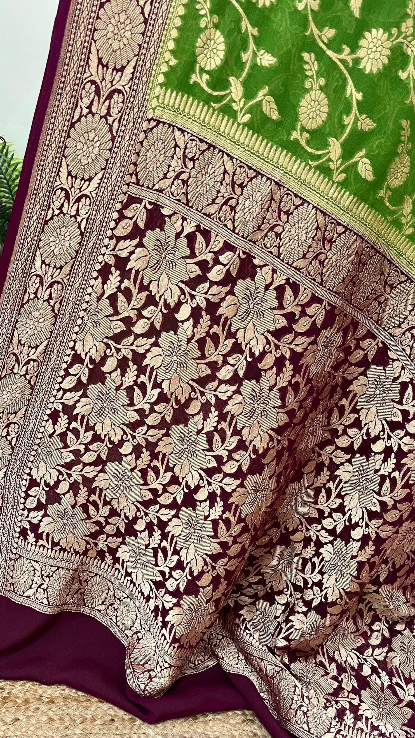 Khaddi Georgette Handloom Banarasi Saree