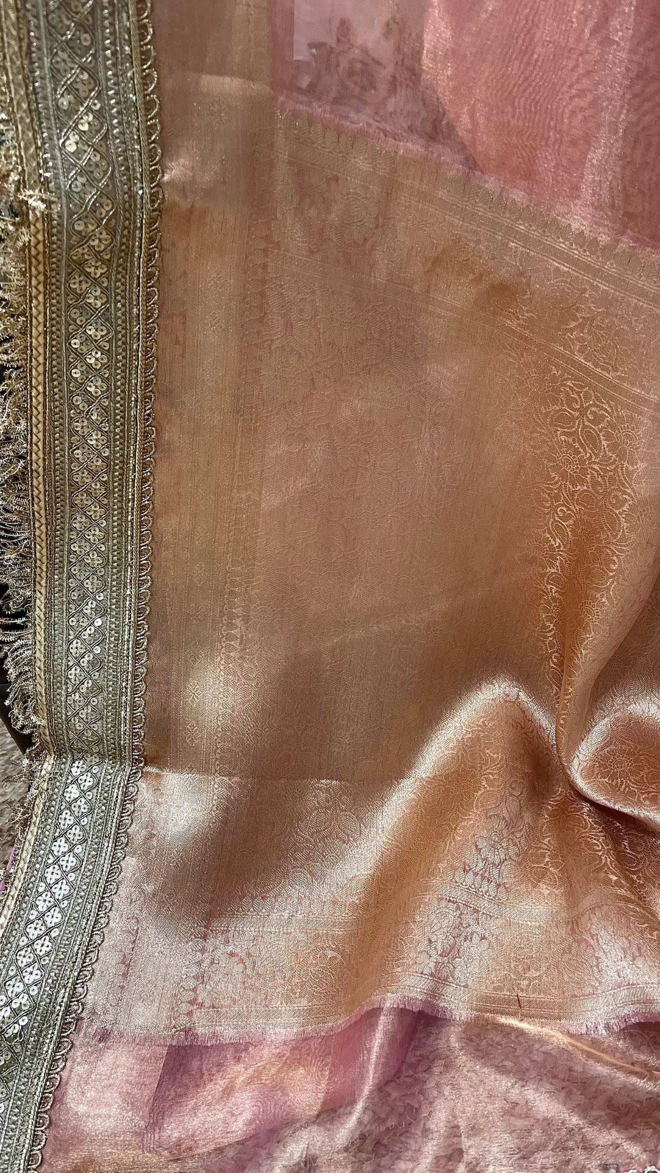 Pure Tissue Silk Handloom Banarasi Saree - with Lace Border