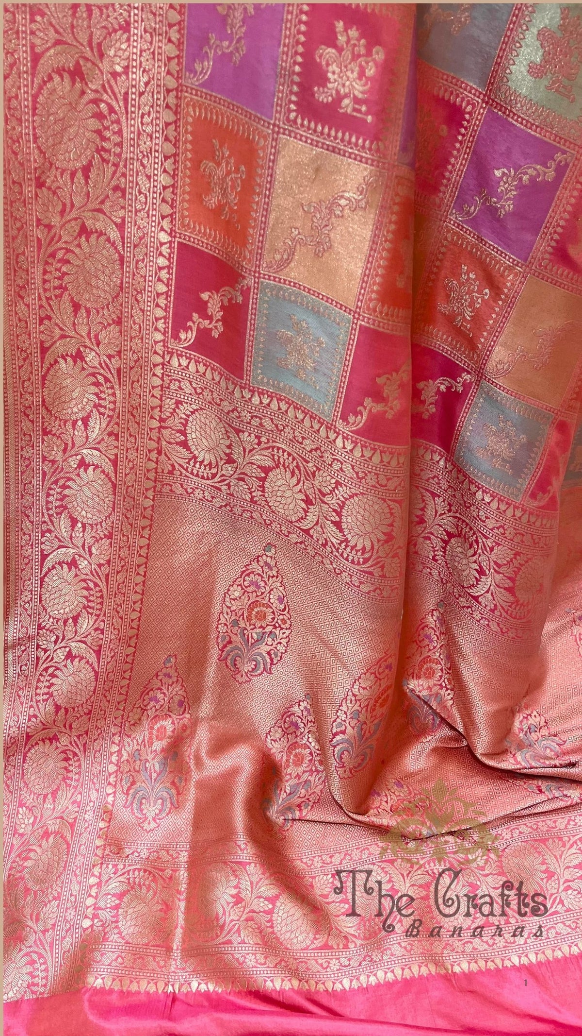 Rangkat Pure Katan Silk Handloom Banarasi Saree - Jaal work with meenakari