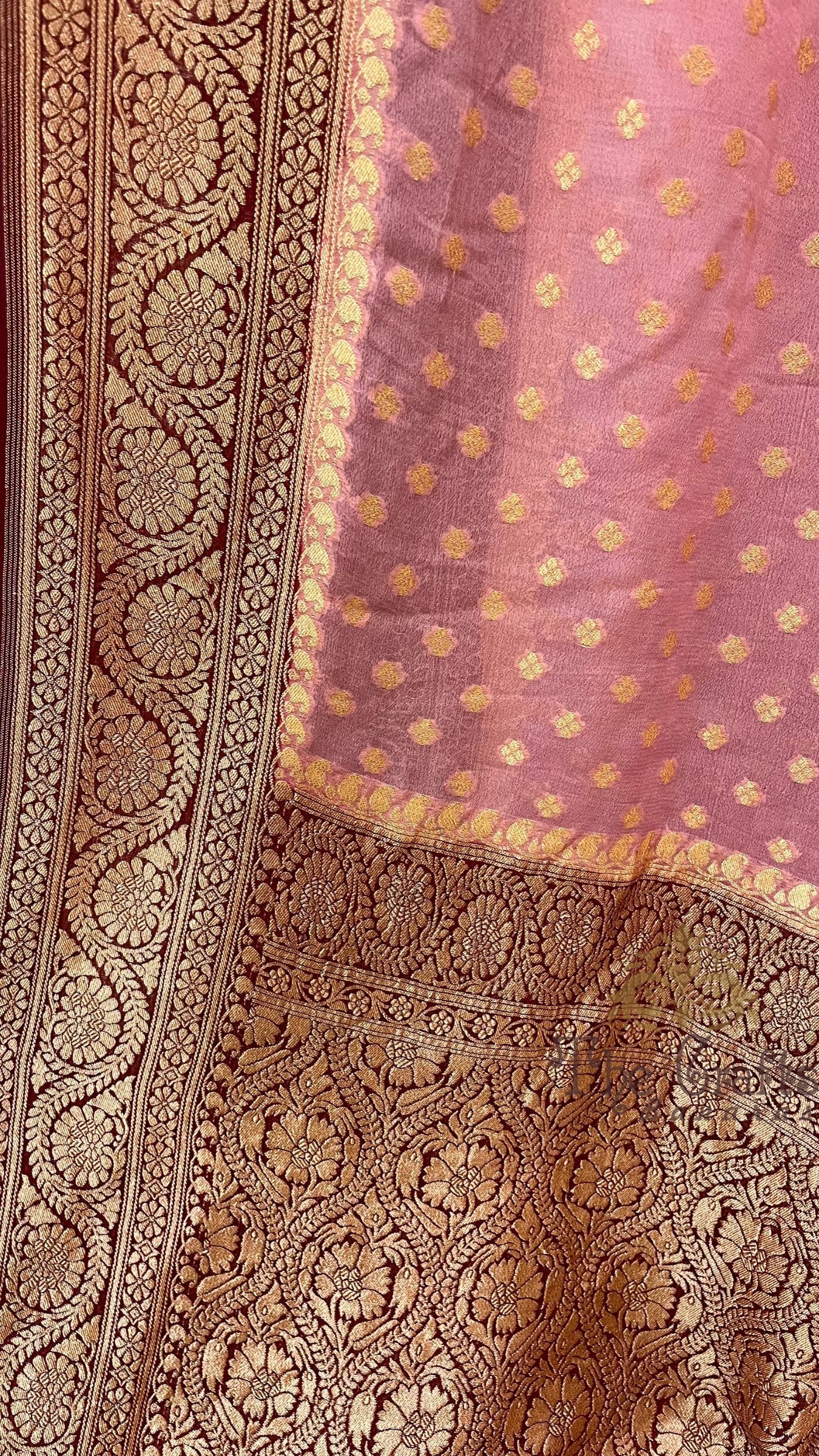 Khaddi Georgette Banarasi Saree - Gold Zari