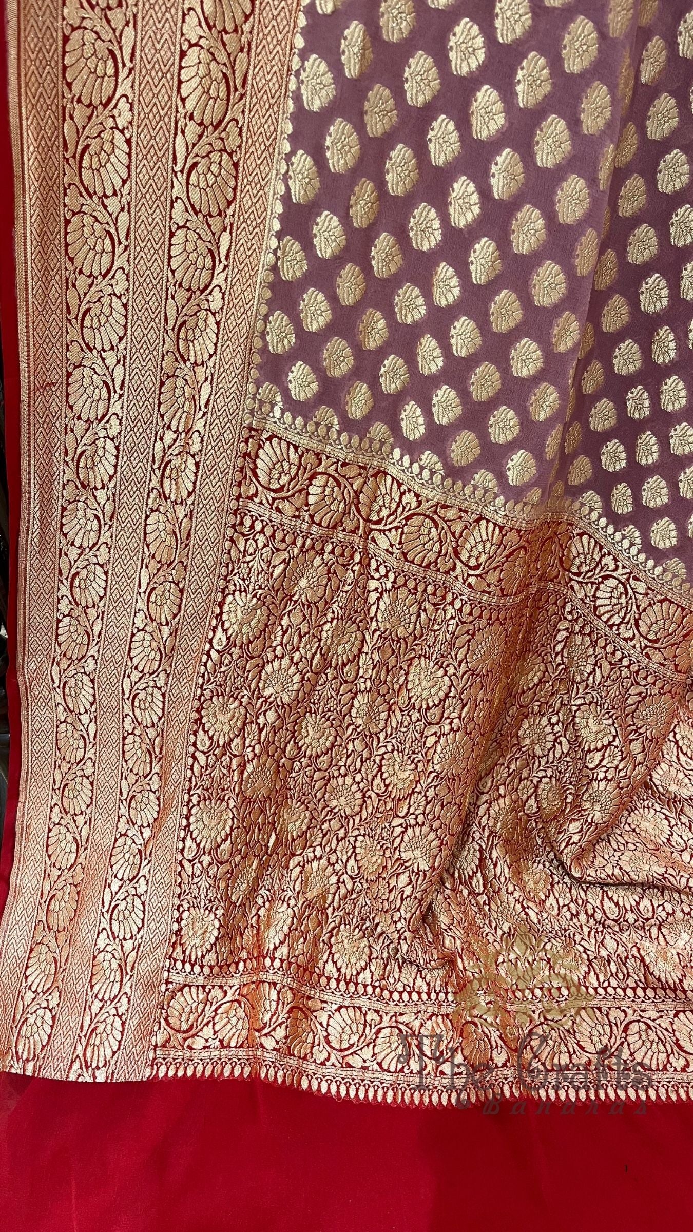 Khaddi Georgette Banarasi Saree - Gold Zari