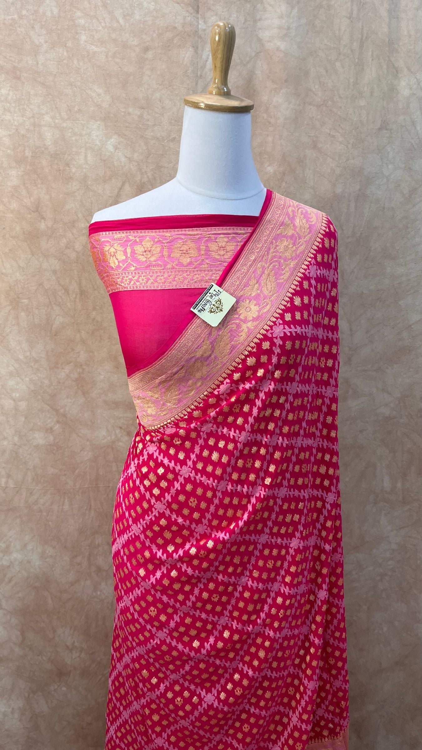 Khaddi Georgette Handloom Banarasi Saree - With sona roopa jaal work