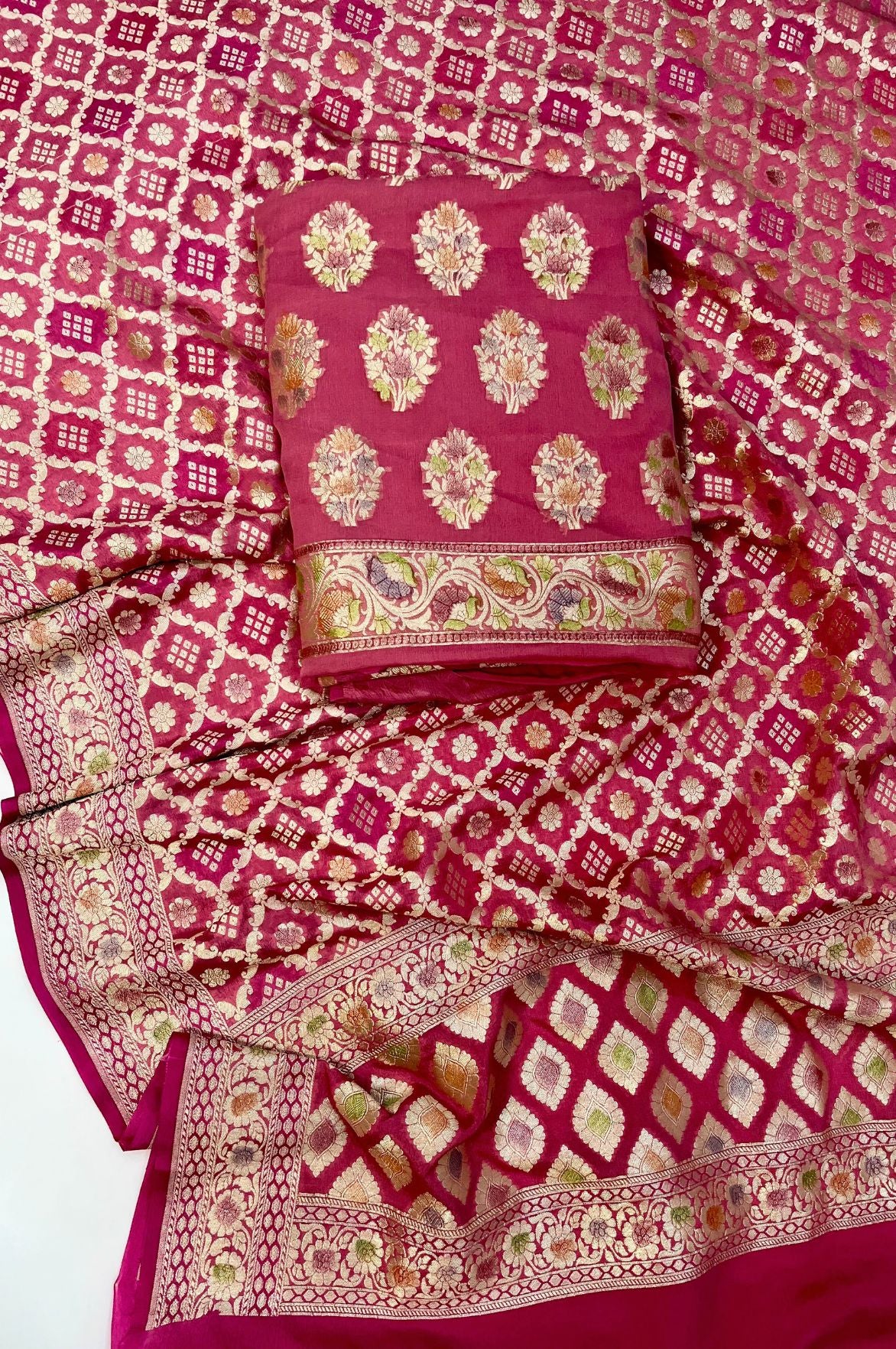 Khaddi Georgette Banarasi Dress Material