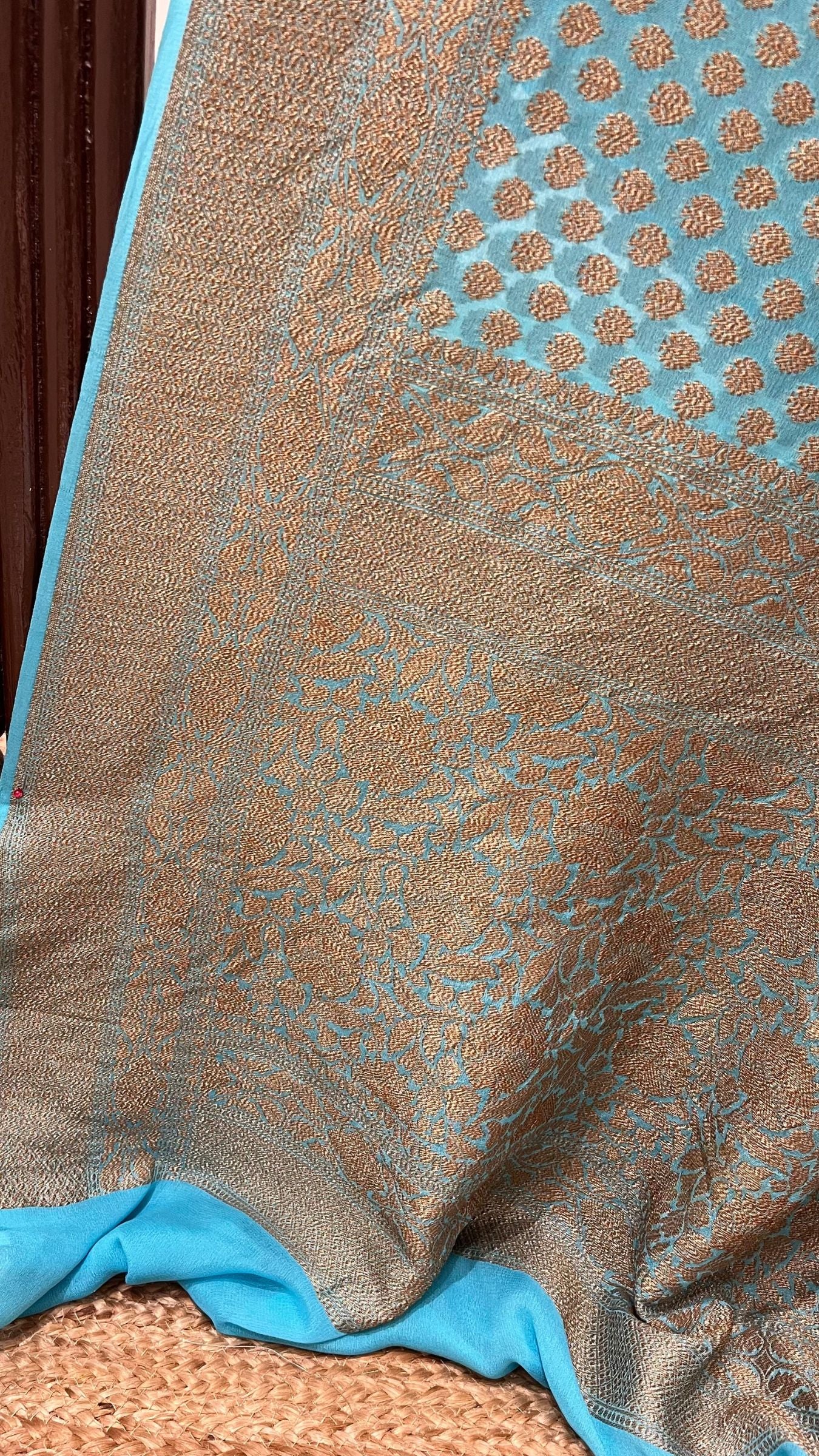 Khaddi Georgette Banarasi Saree - Antique Zari