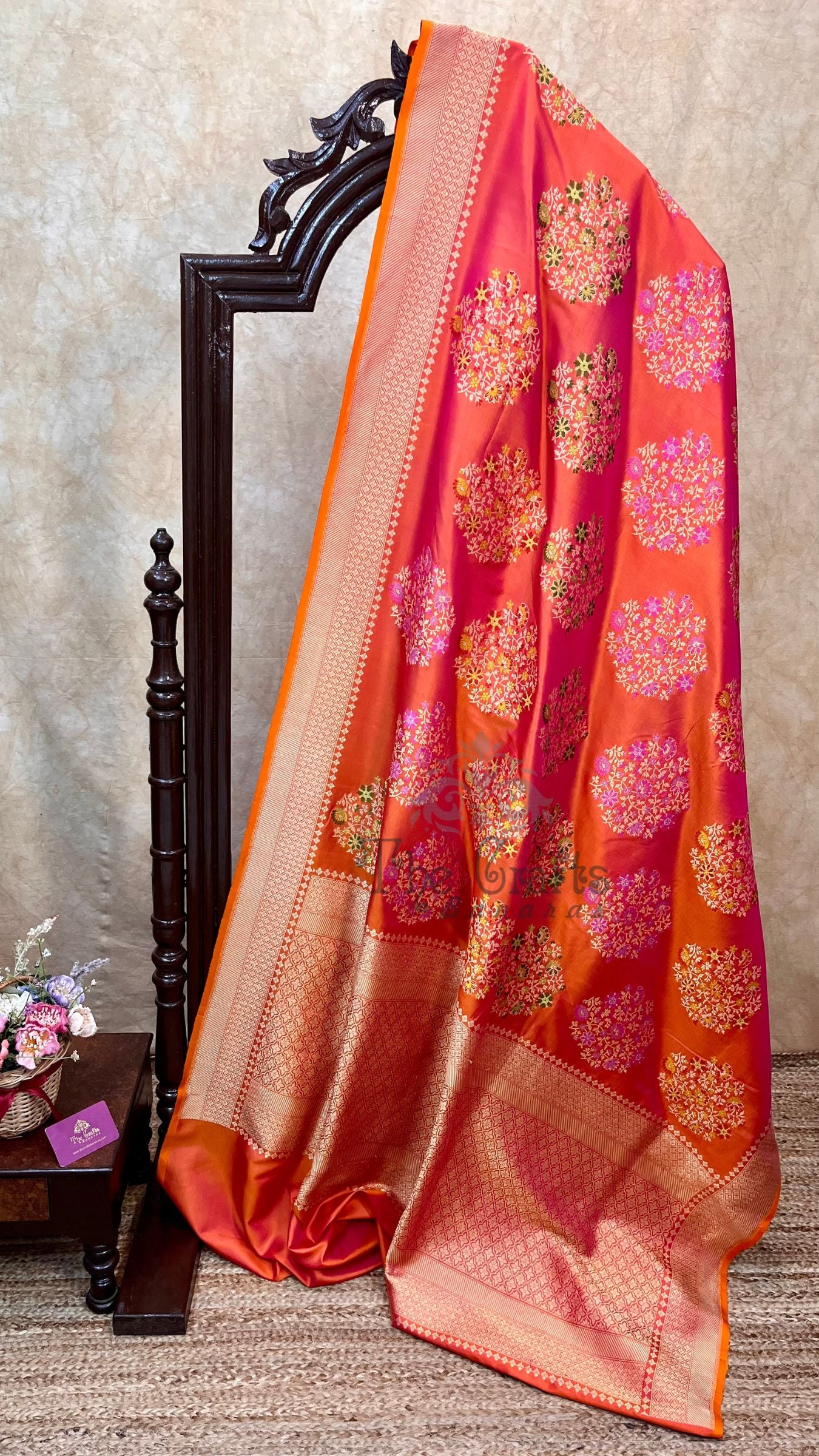 Pure Katan Silk Handloom Banarasi Saree - All Over Kadiyal Jaal Work