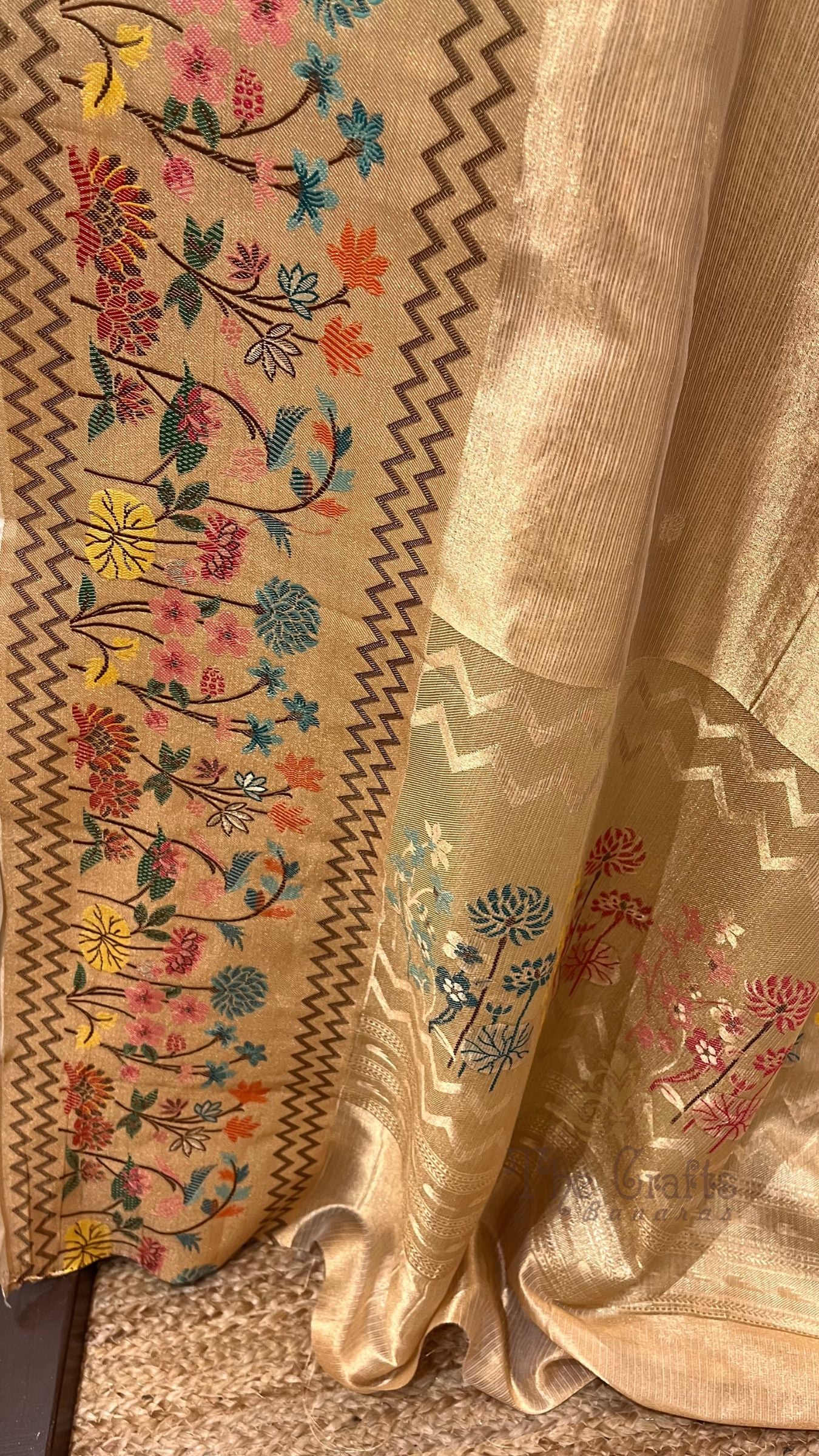 Pure Zari Kota Tissue Silk Handloom  Banarasi Saree - Meenakari