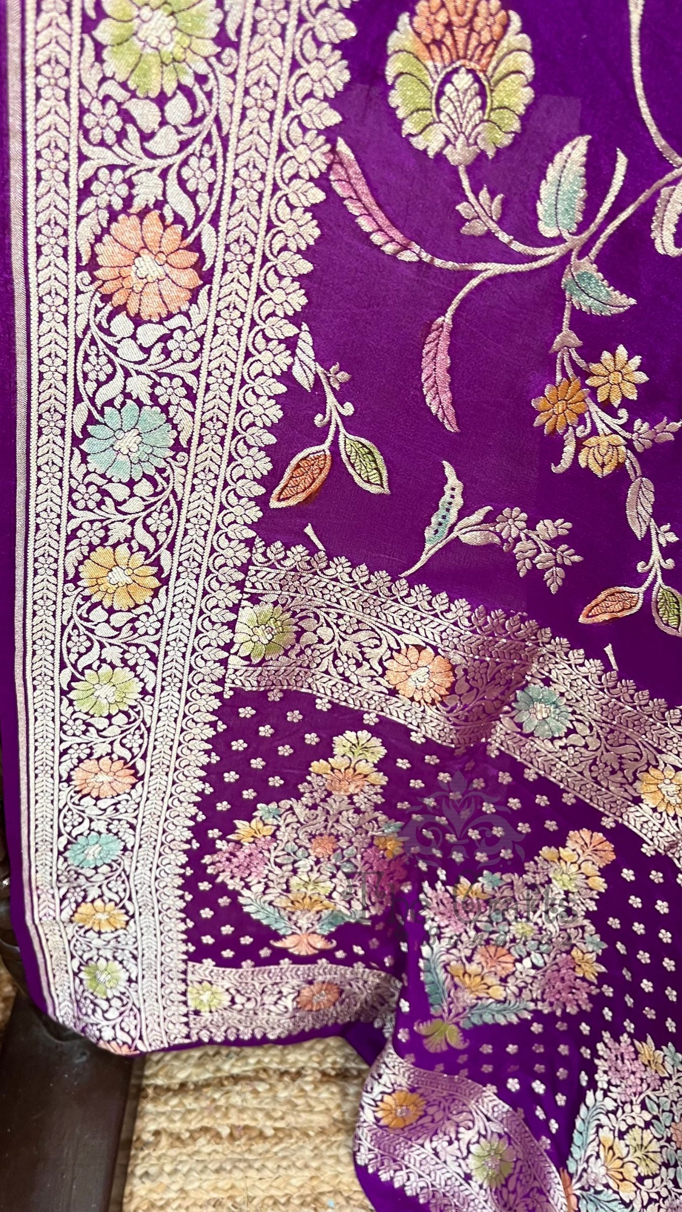 Khaddi Georgette Handloom Banarasi Saree