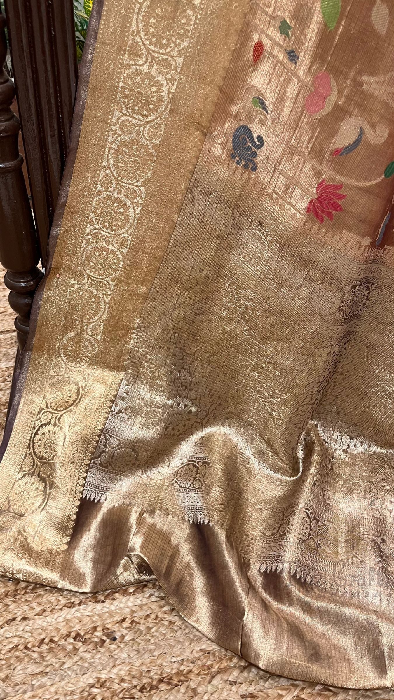 Pure Zari Kota Tissue Silk Handloom  Banarasi Saree - Meenakari
