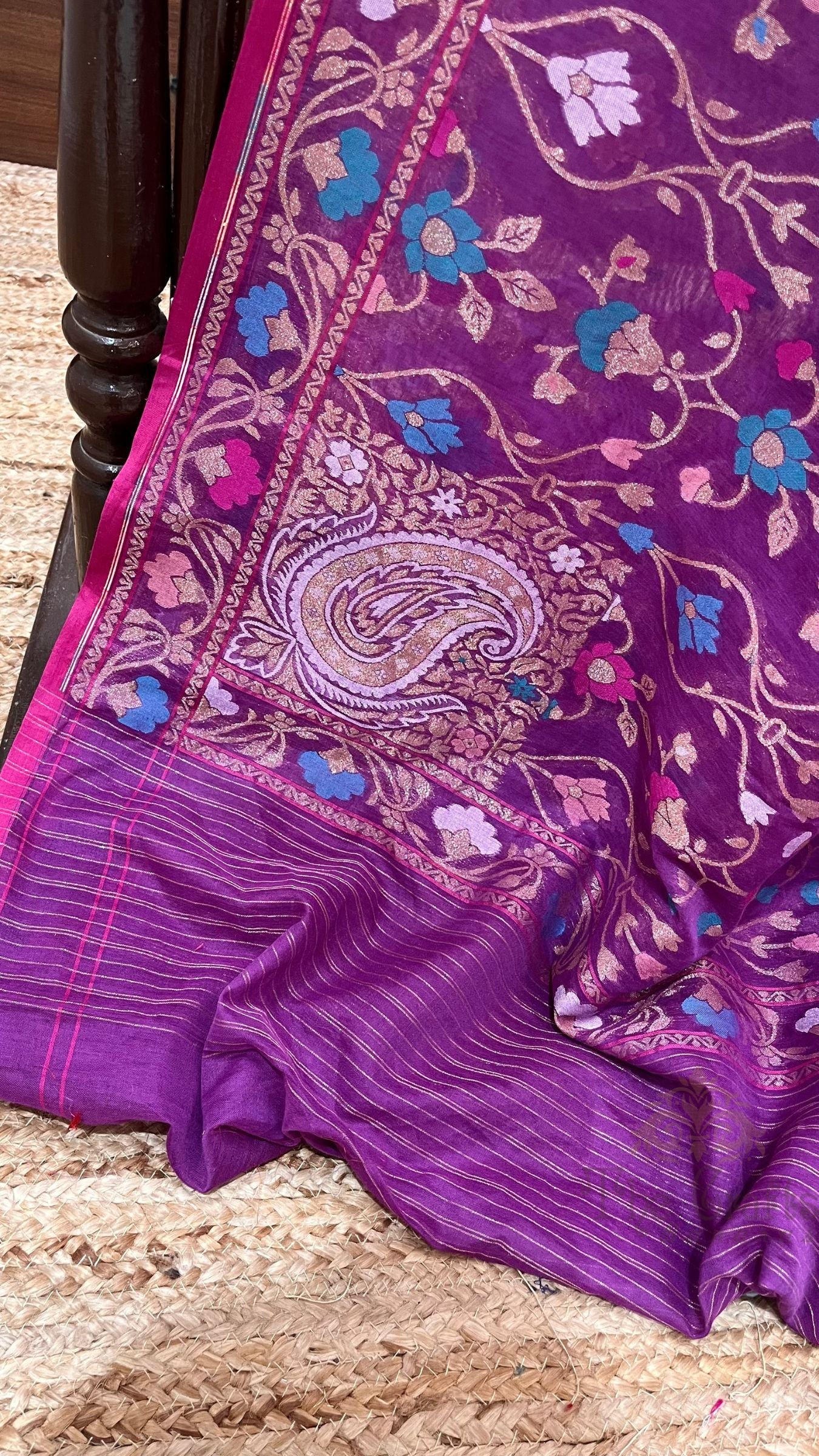Pure Ektara Cotton Jamdani Banarasi Saree - Tilfi