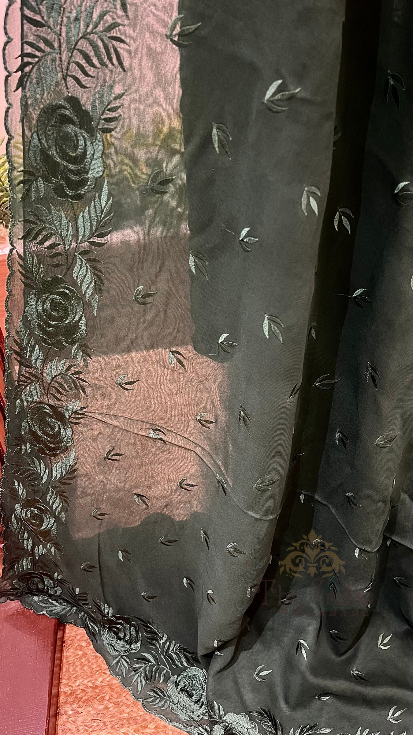 Pure Georgette Chikankari Handloom Banarasi Saree