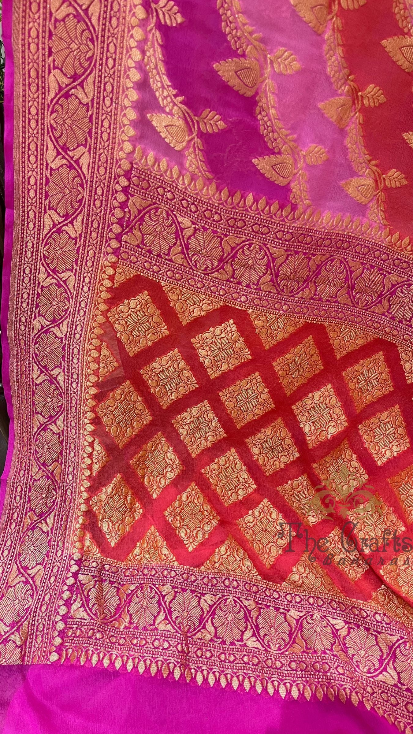Khaddi Georgette Handloom Banarasi Saree