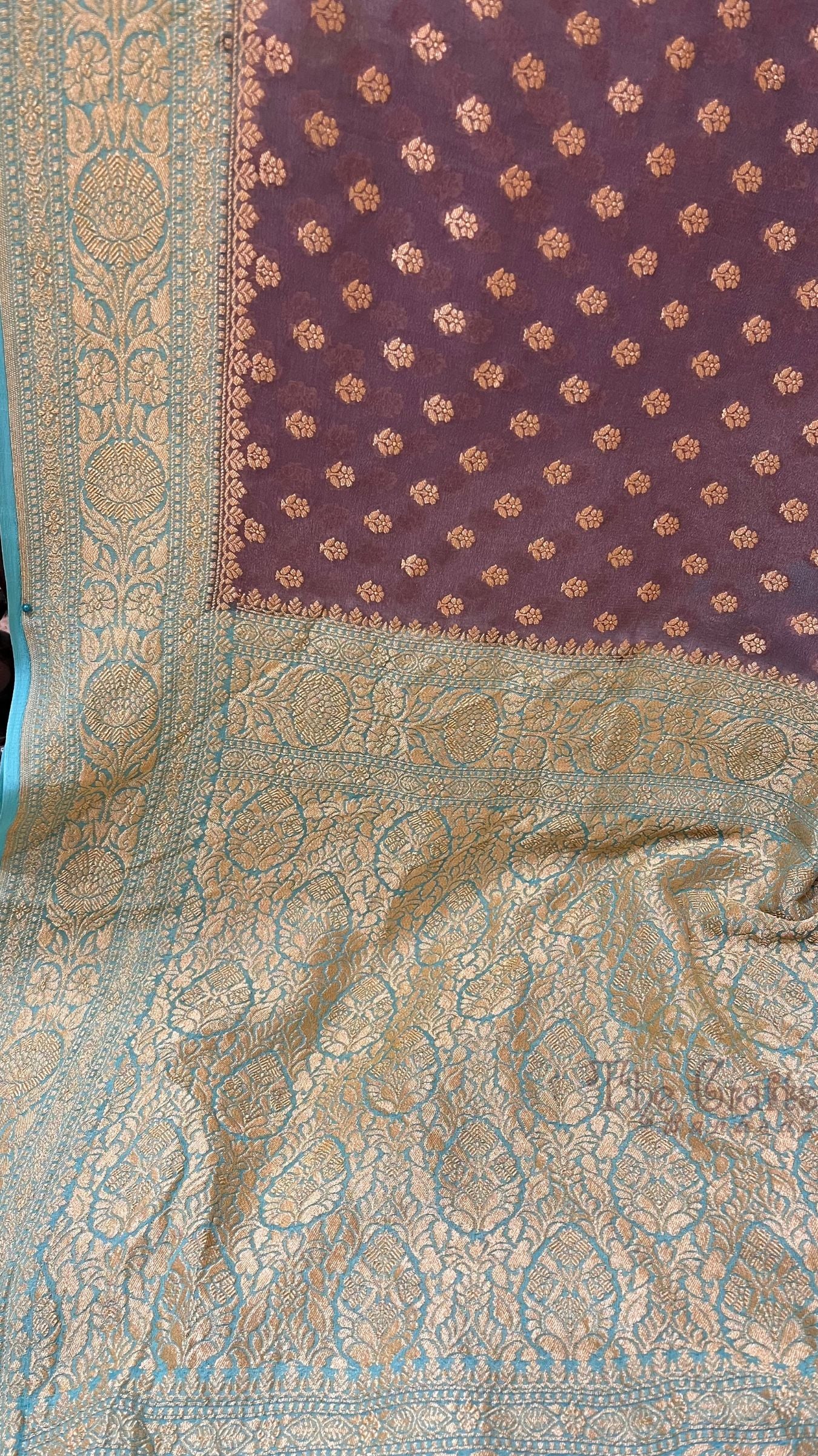 Khaddi Georgette Banarasi Saree - Gold Zari