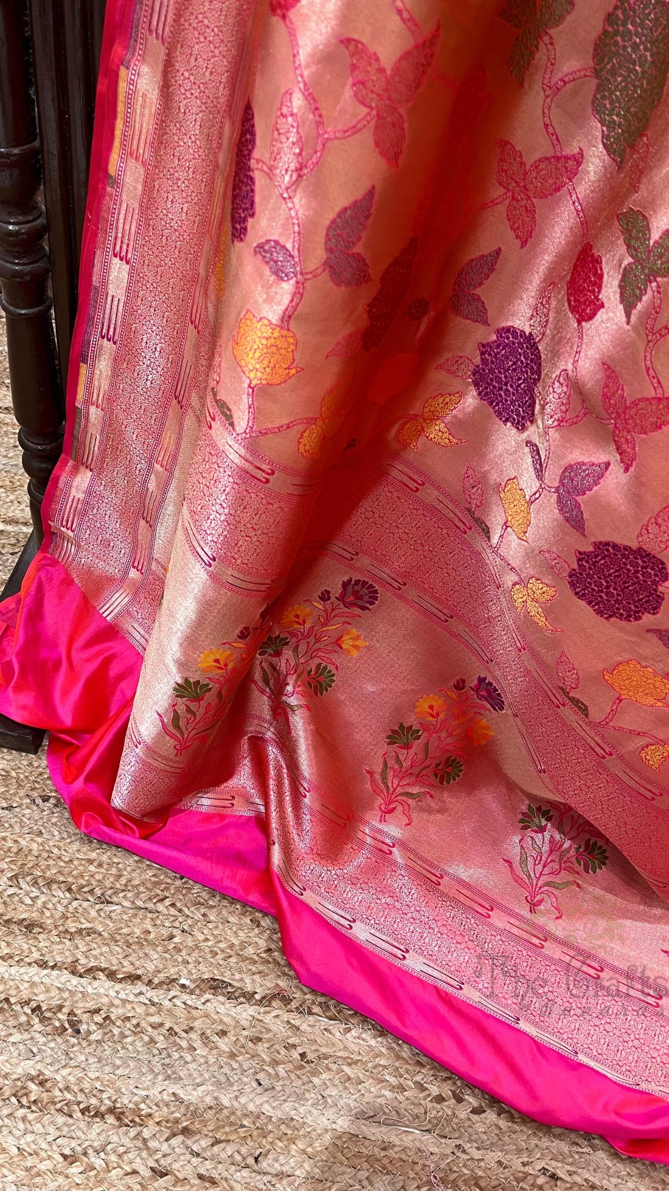 Pure Katan Tissue Silk Handloom Banarasi Saree - Tanchui Brocade Meena