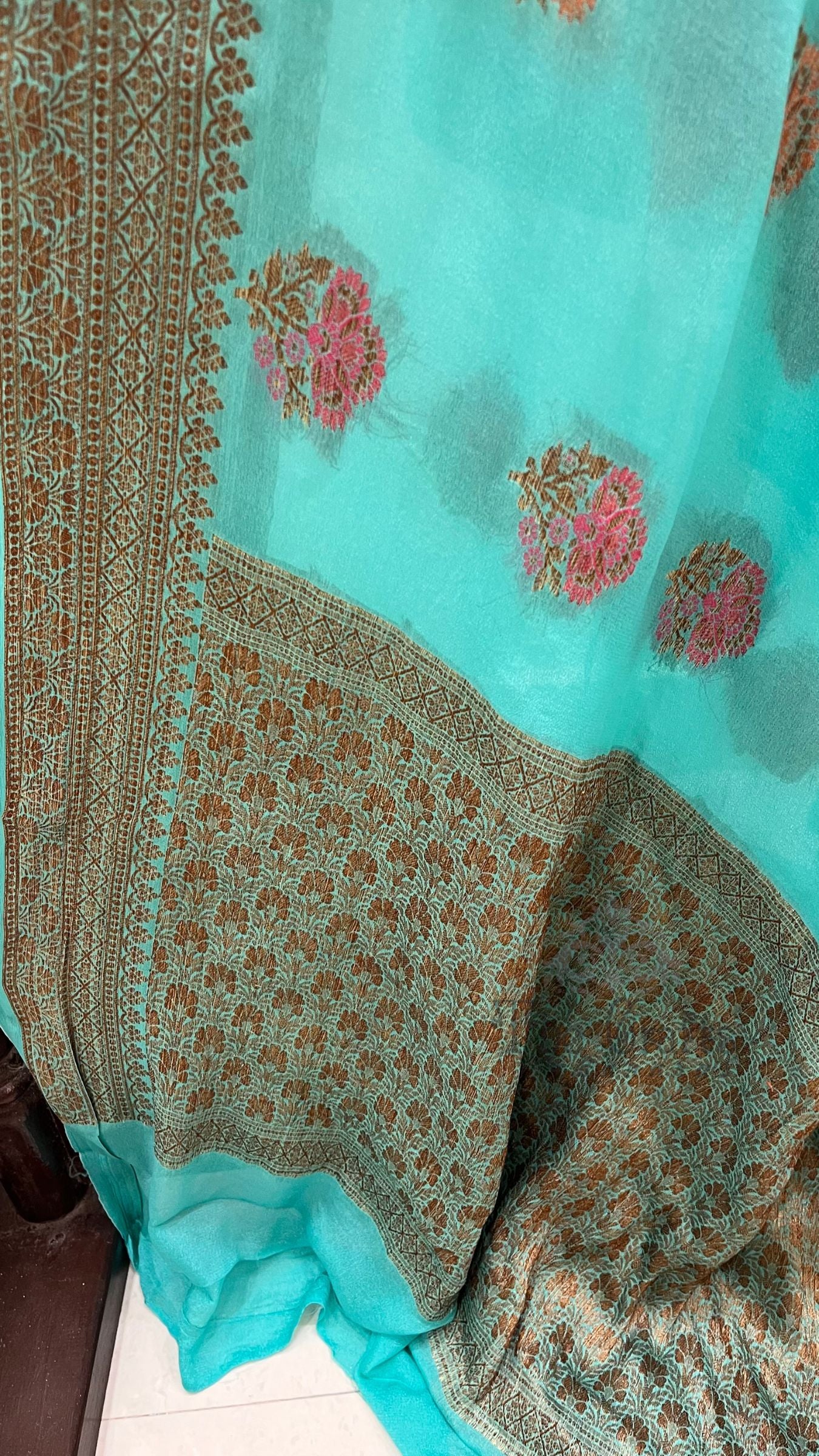 Pure Khaddi Chiffon Banarasi Saree
