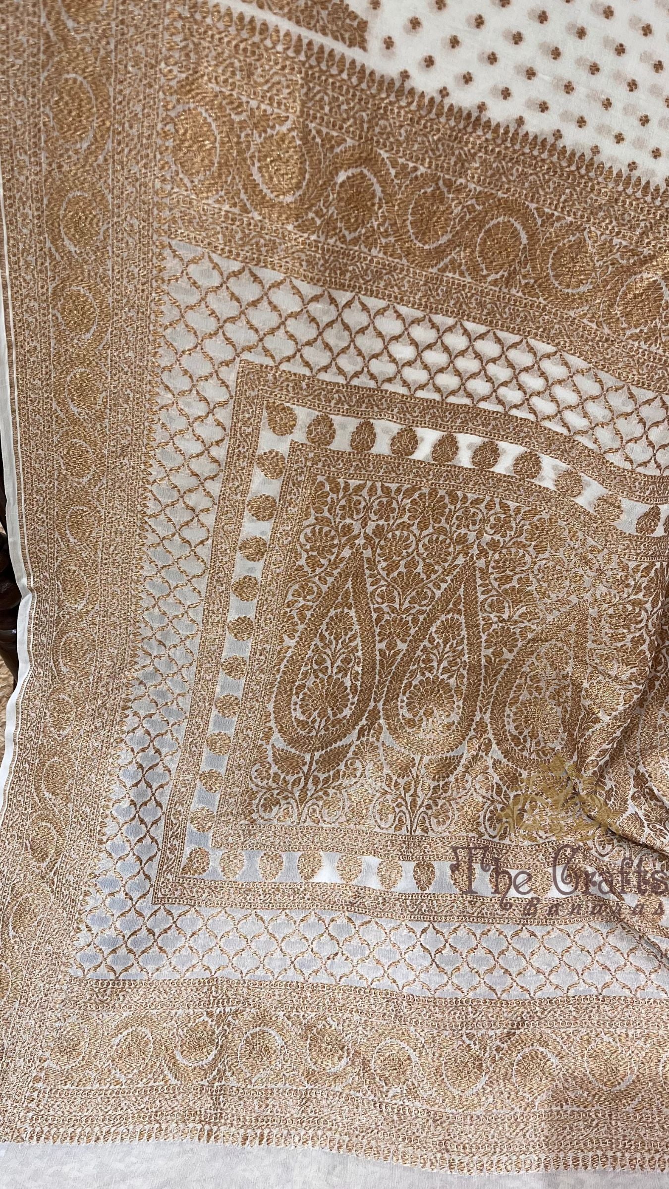 Pure Crepe Georgette Banarasi Saree - Antique Zari