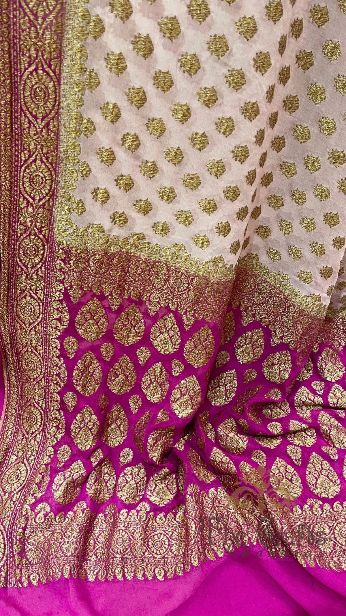 Khaddi Georgette Banarasi Saree - Antique Zari