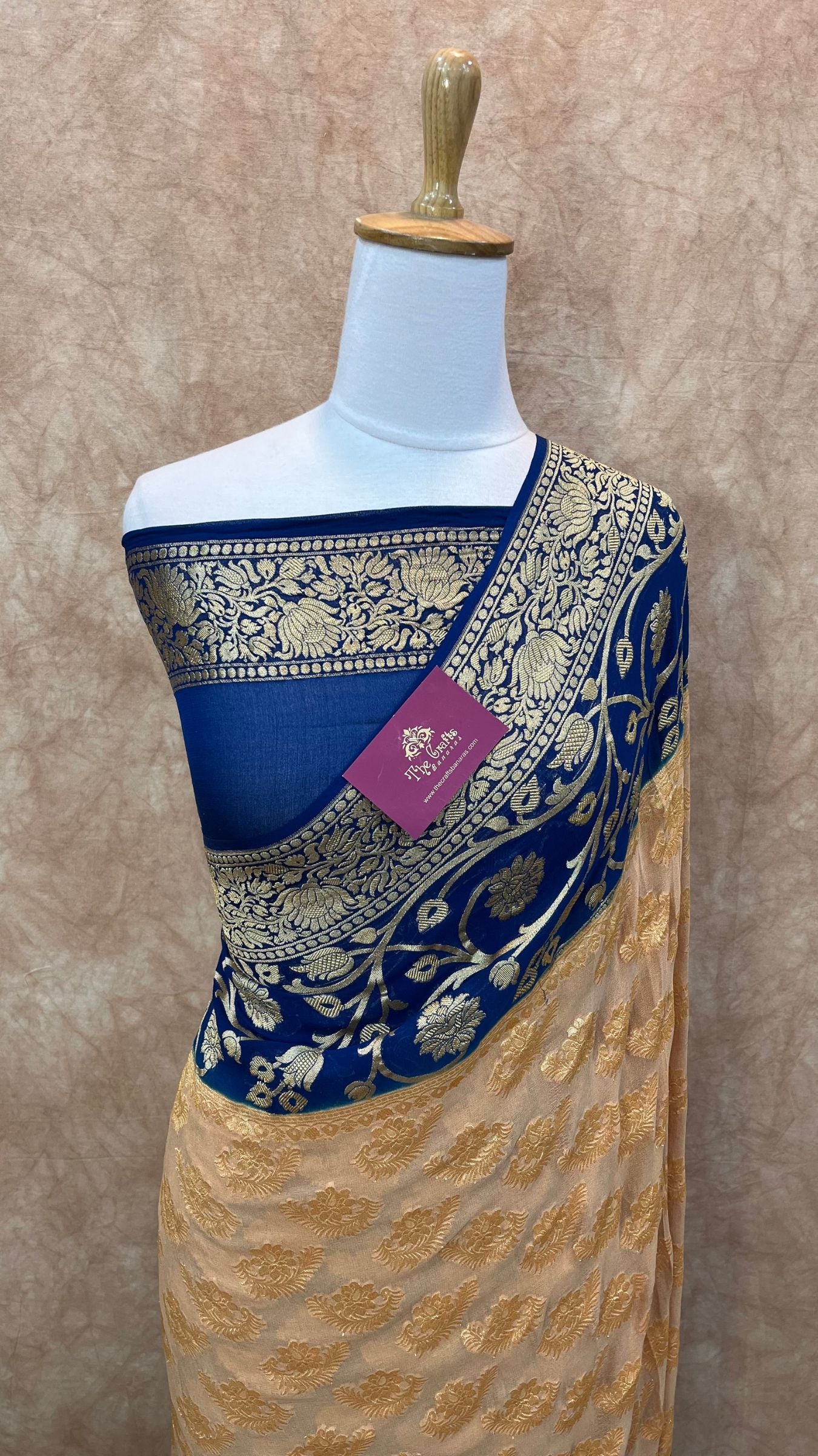 Khaddi Georgette Banarasi Saree - Gold Zari