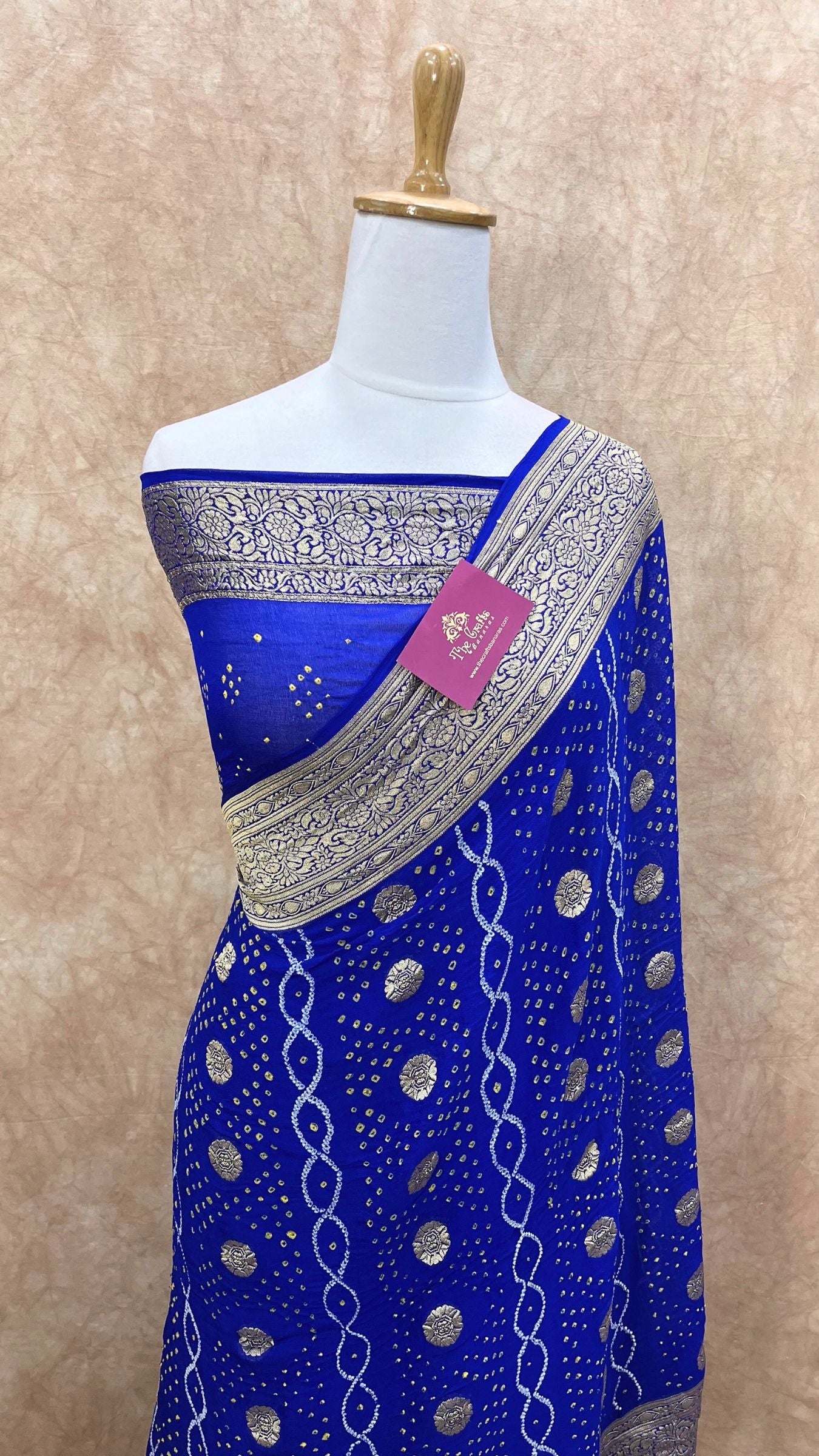 Pure Georgette Banarasi Handloom Bandhej Saree