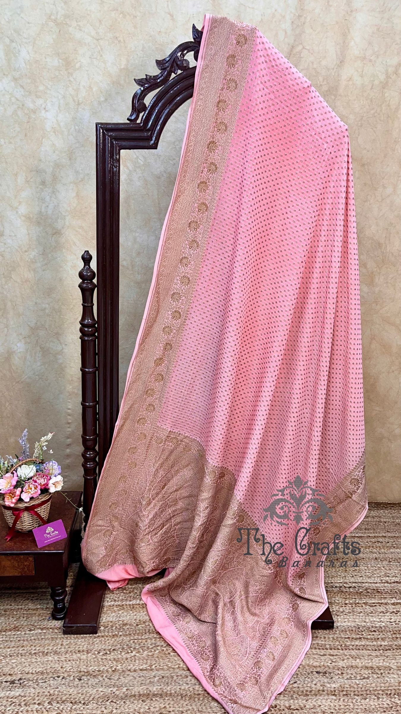 Pure Crepe Georgette Banarasi Saree - Antique Zari