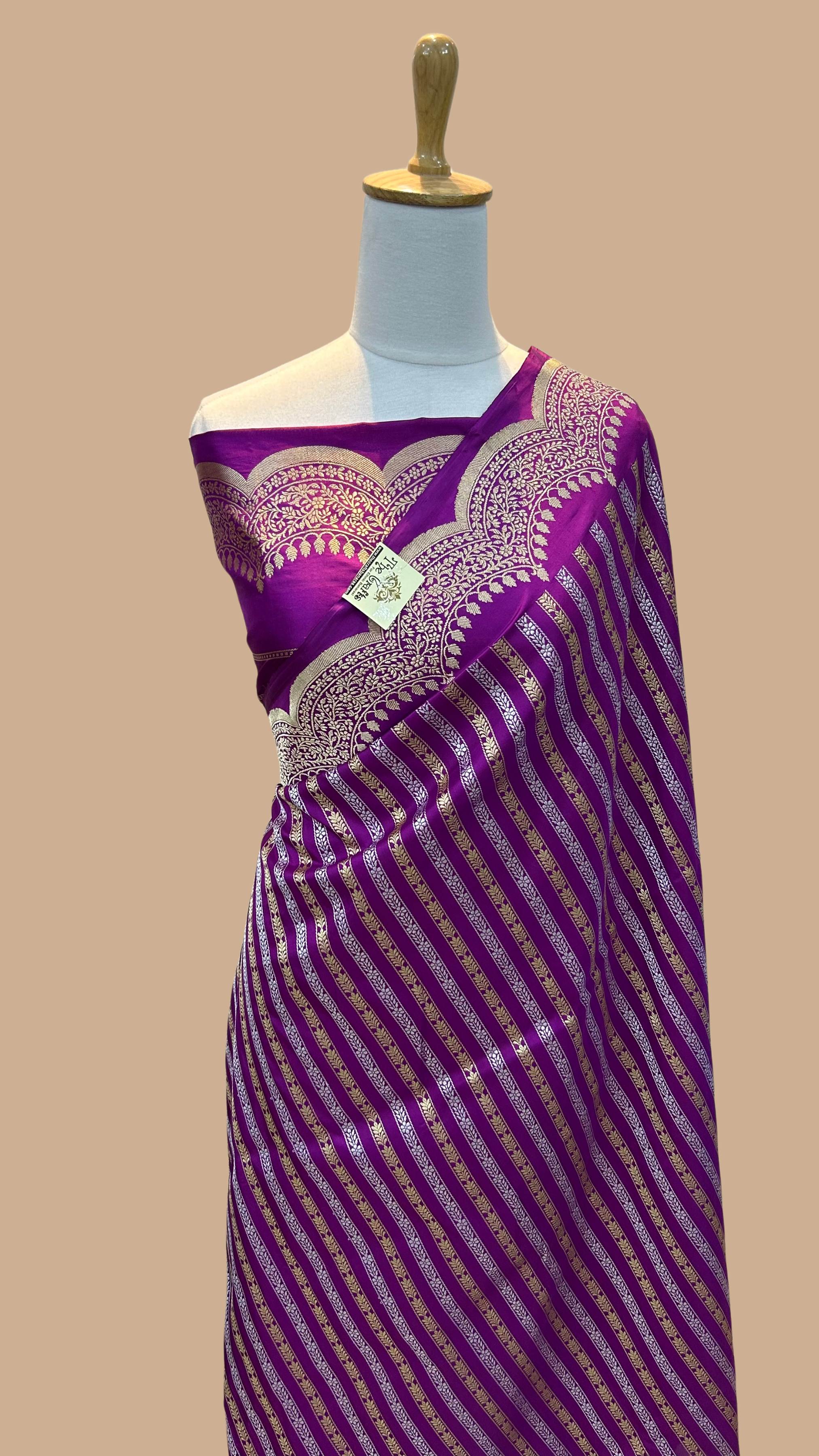 Pure Katan Silk Handloom Banarasi Saree - Sona roopa with kadhua border