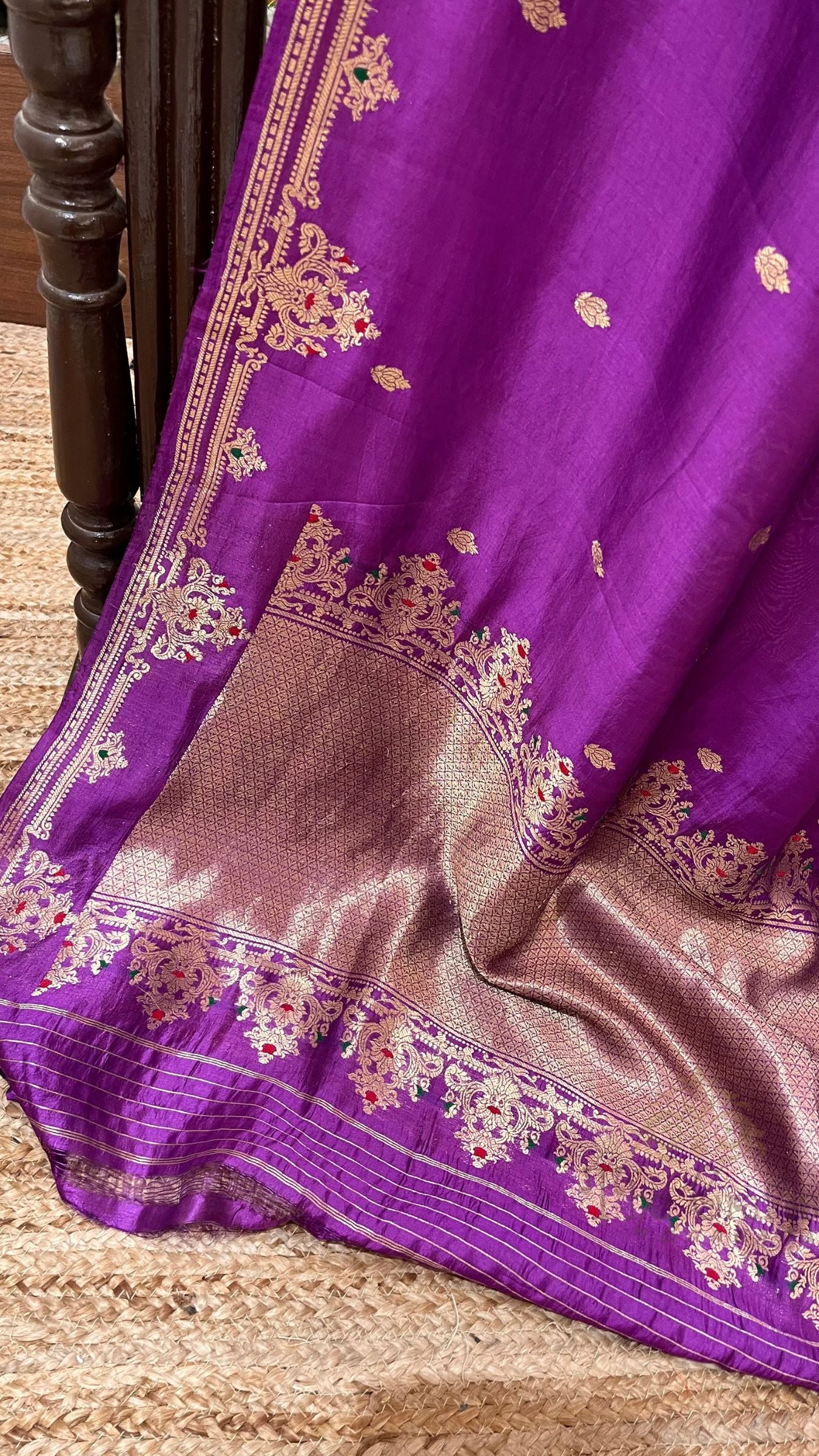 Pure Mango Silk Handloom Banarasi Saree - Meenakari