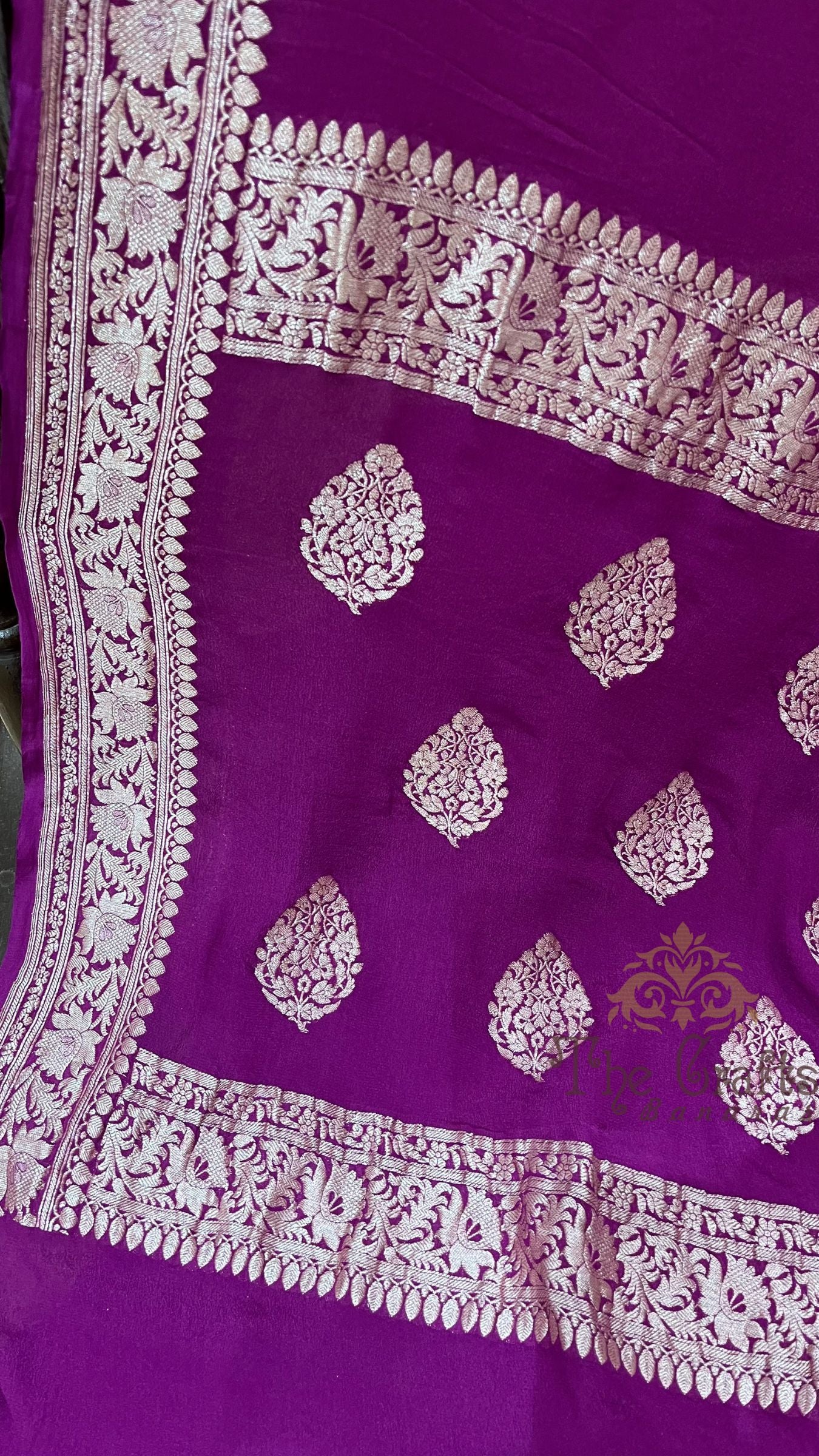 Khaddi Georgette Handloom Banarasi Saree