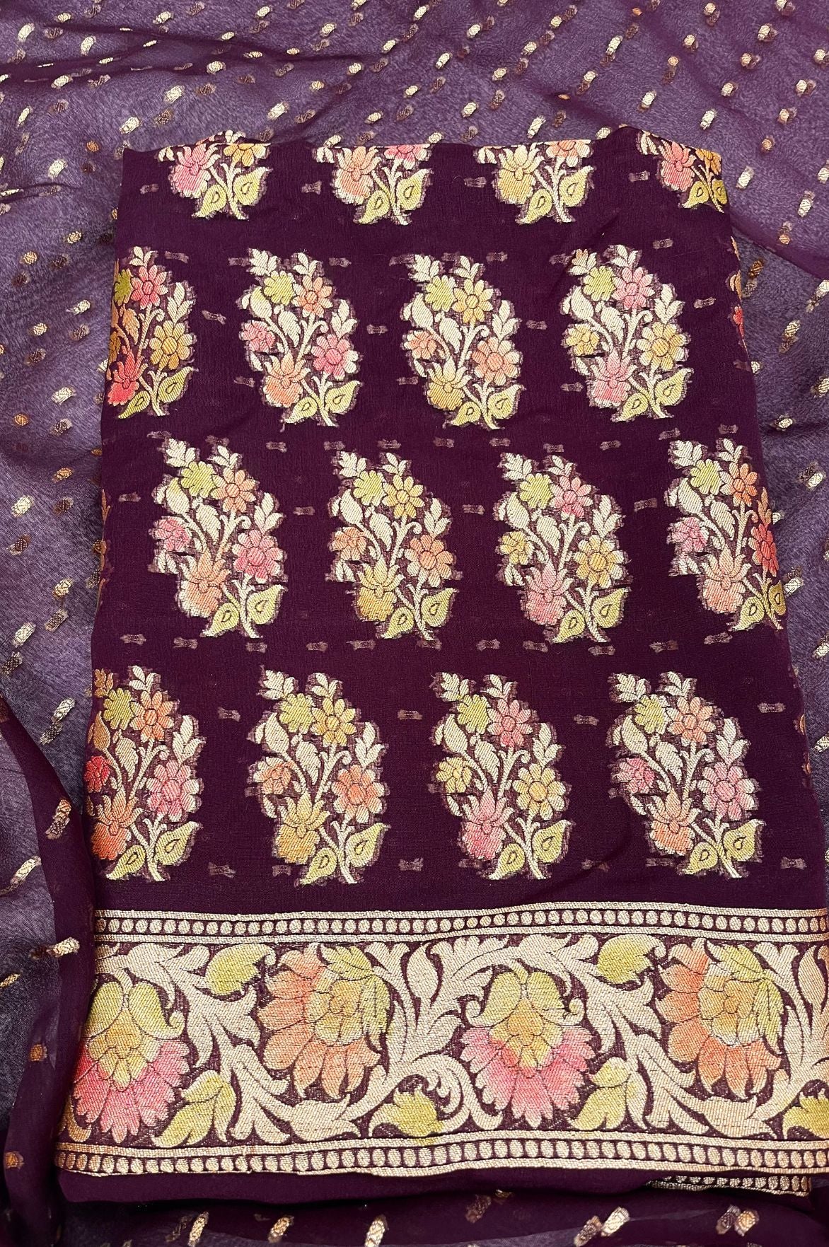 Khaddi Georgette Banarasi Dress Material