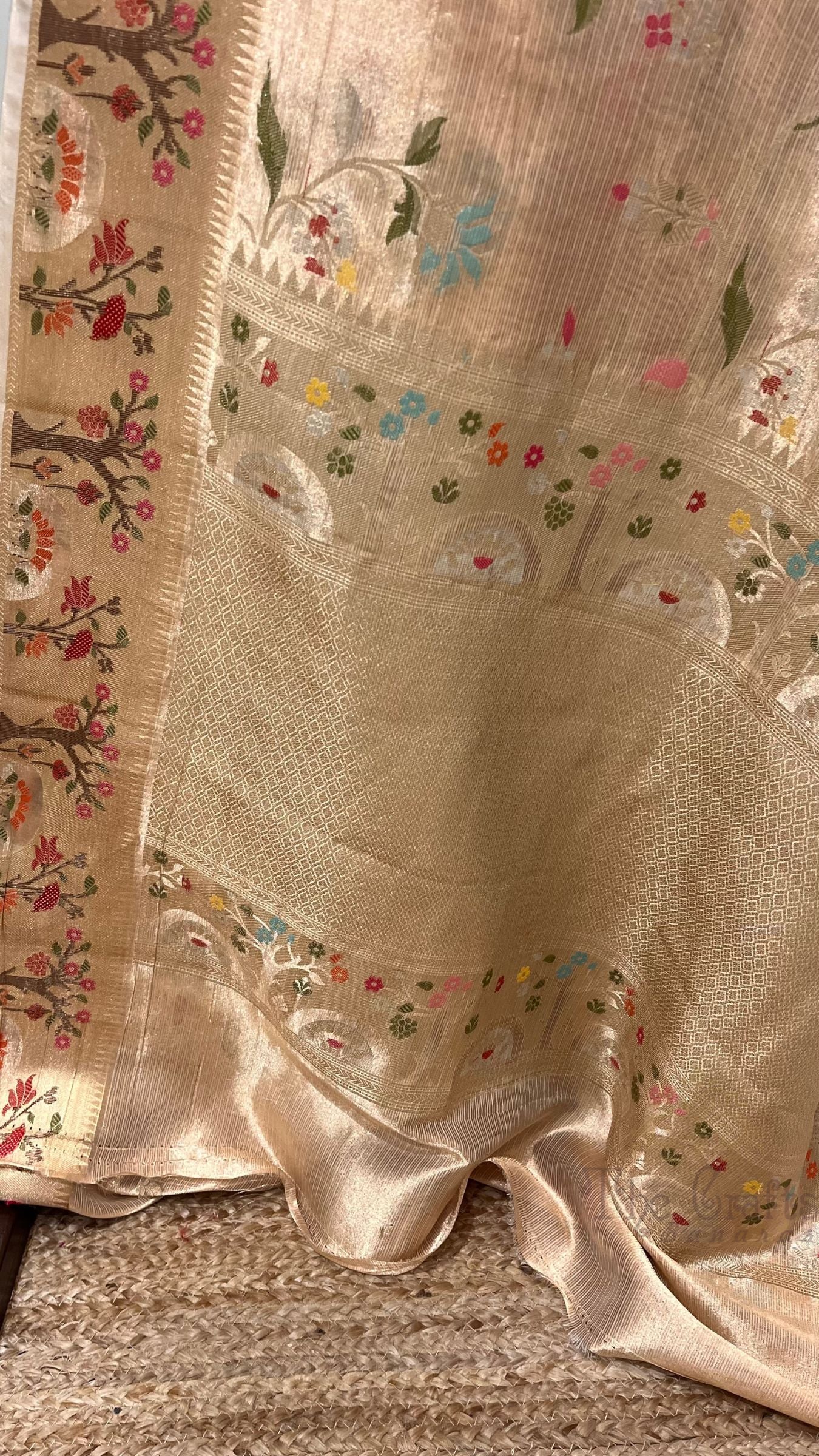 Pure Zari Kota Tissue Silk Handloom  Banarasi Saree - Meenakari