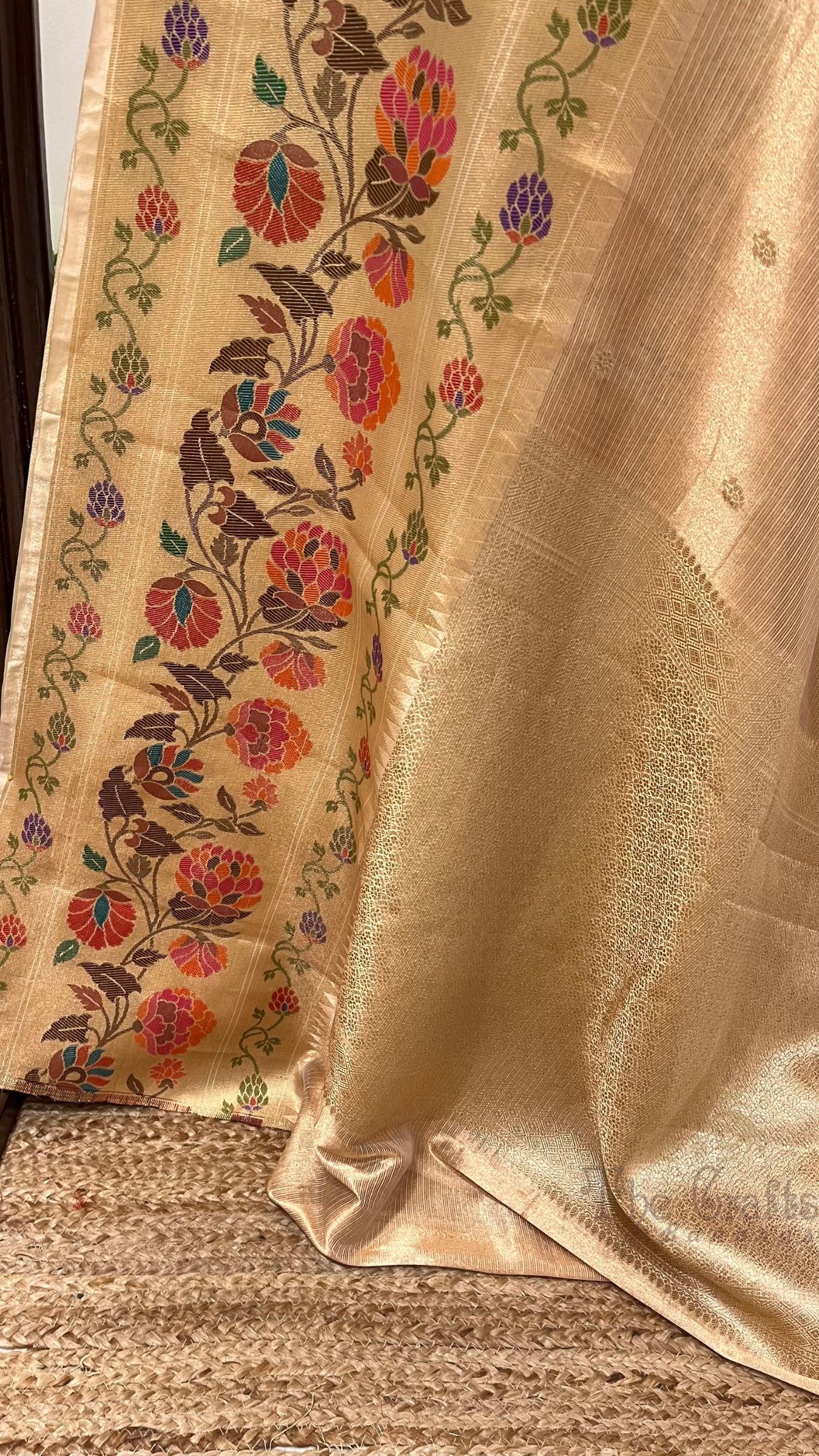 Pure Zari Kota Tissue Silk Handloom  Banarasi Saree - Meenakari
