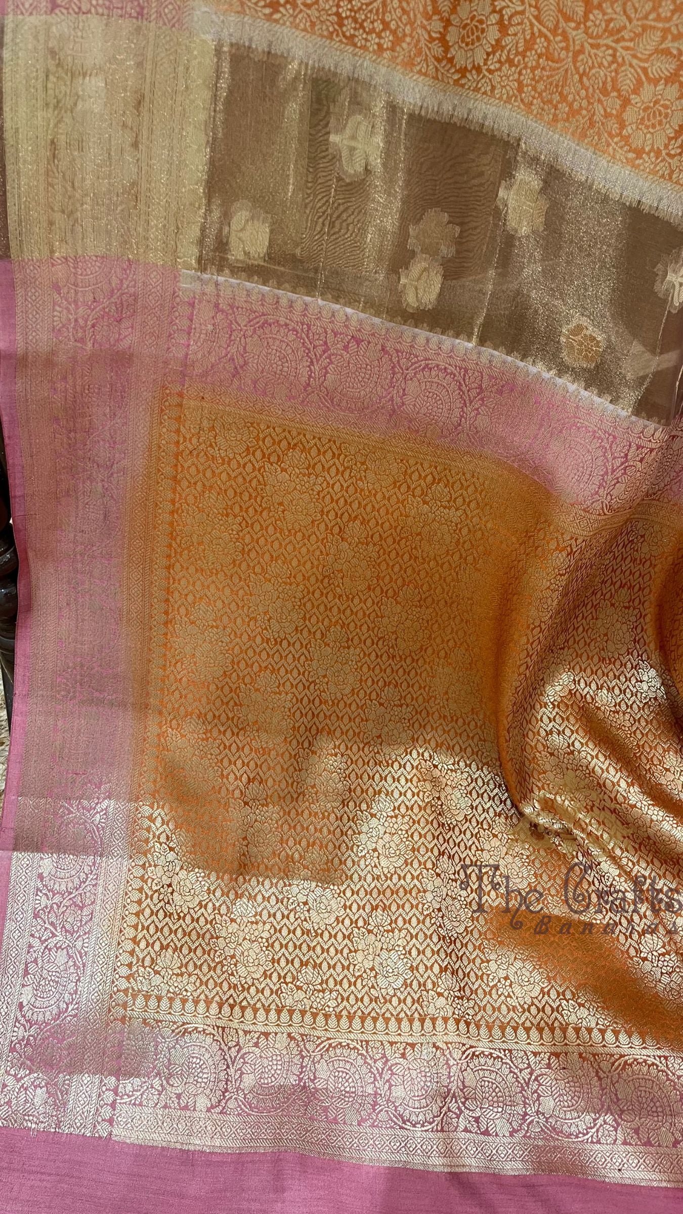 Pure Chiniya Tissue Silk Banarasi Saree - Multicolour Stripe