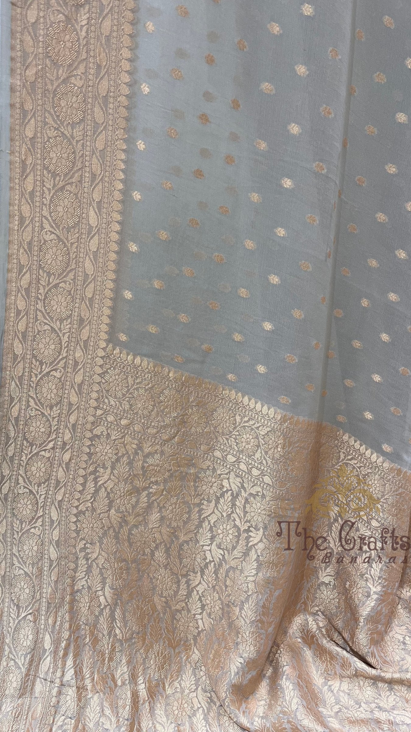 Khaddi Georgette Banarasi Saree - Gold Zari