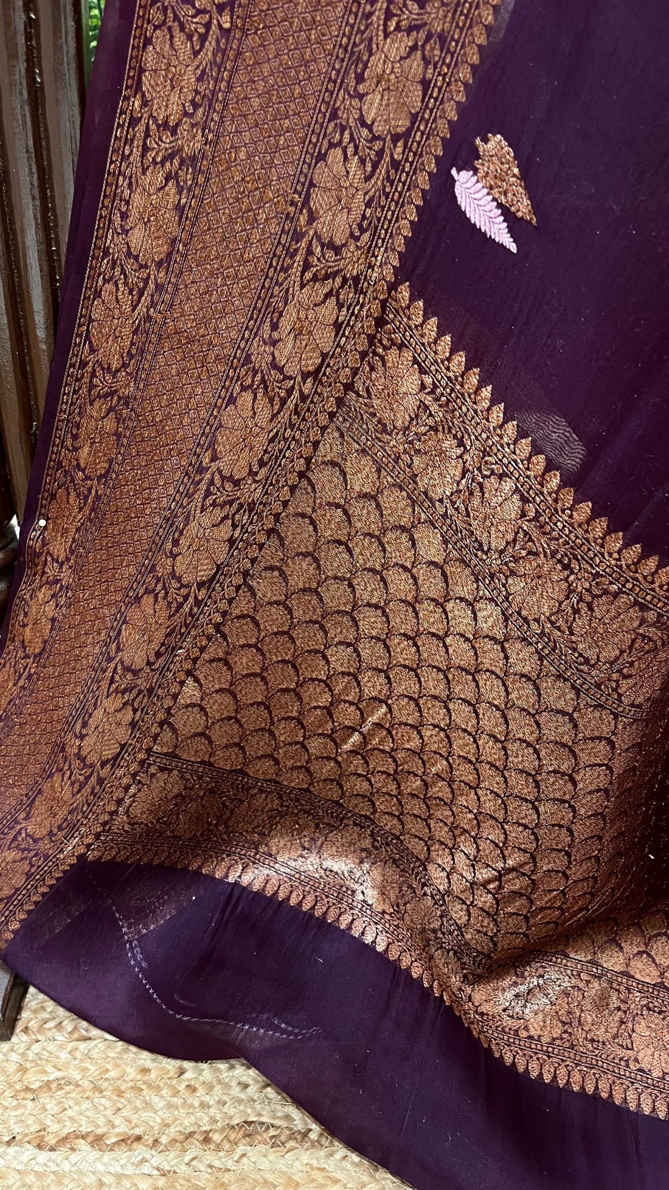 Pure Kora Silk Handloom Banarasi Saree - with sona rupa kadhua motifs