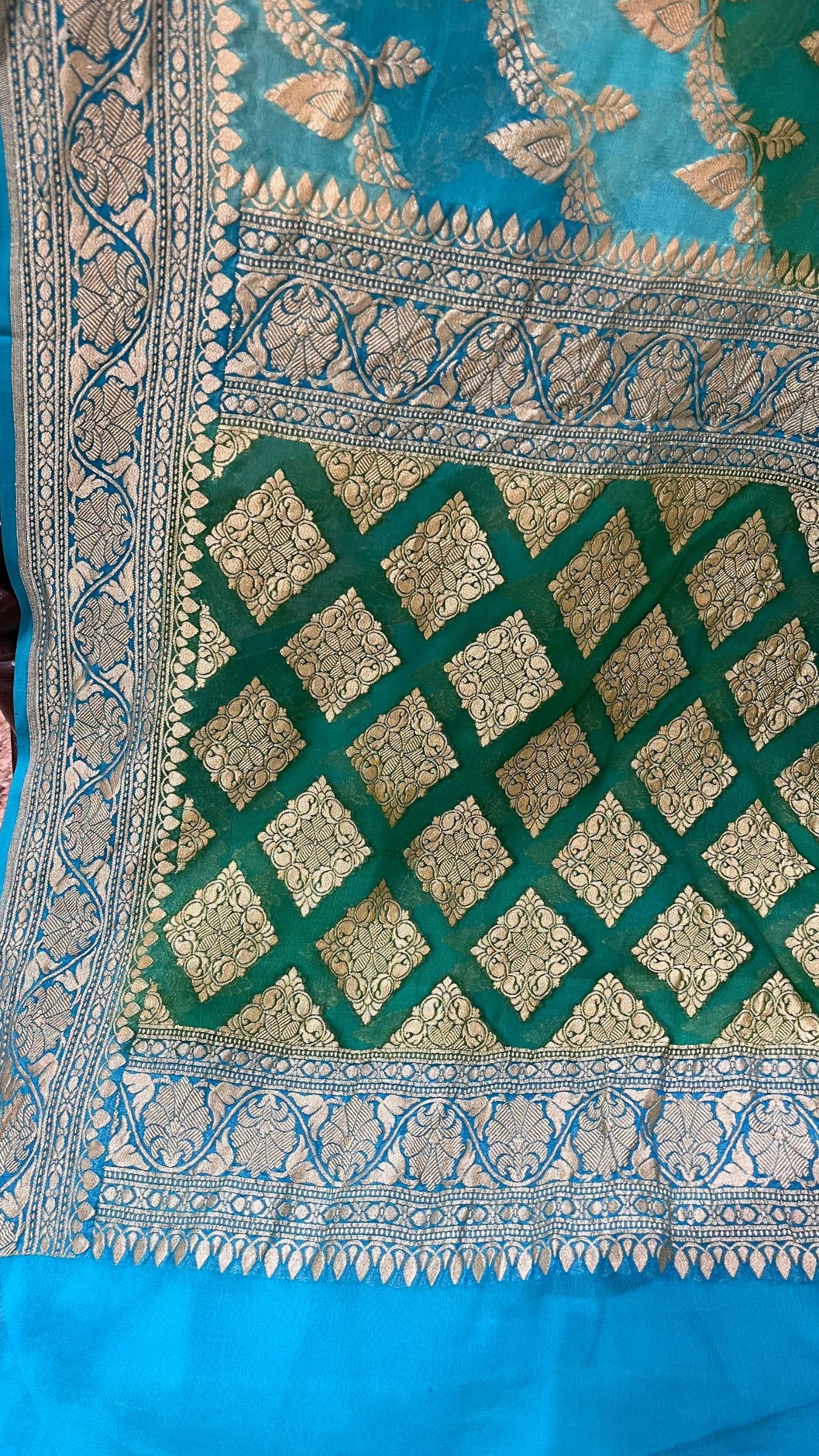 Khaddi Georgette Handloom Banarasi Saree