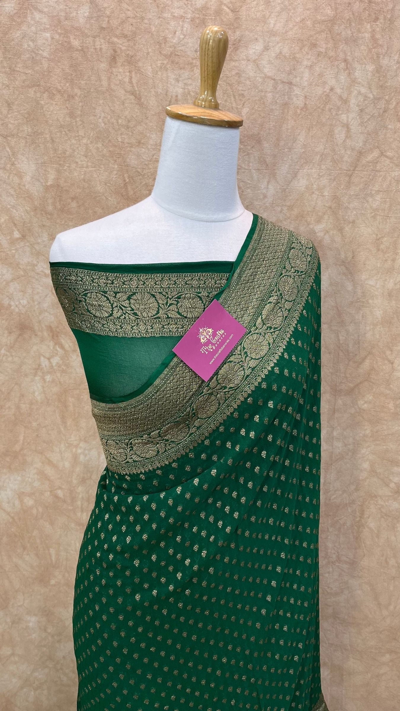 Khaddi Georgette Banarasi Saree - Antique Zari