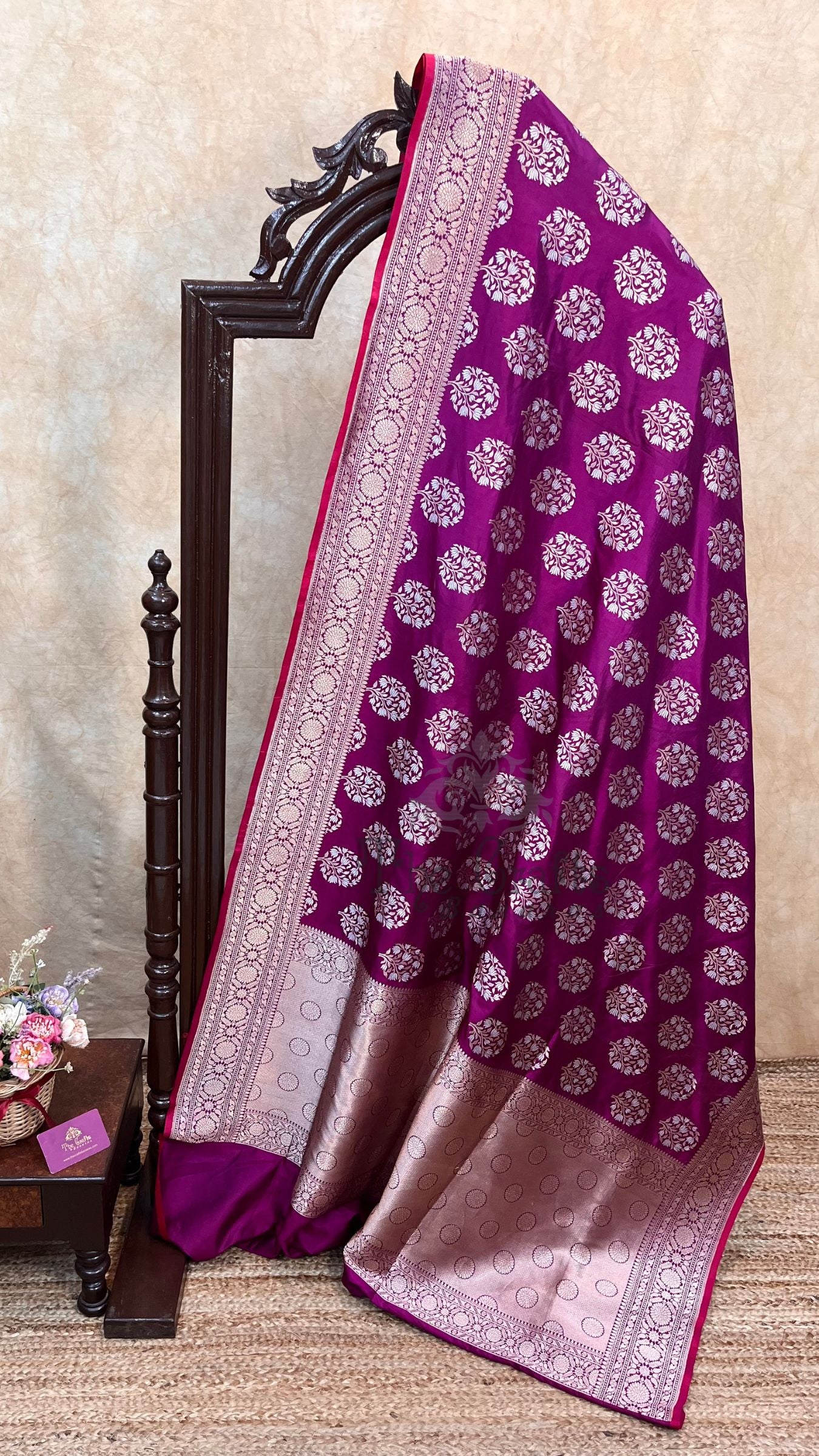 Pure Katan Silk Handloom Banarasi Saree - All Over Sona Rupa Jaal Work
