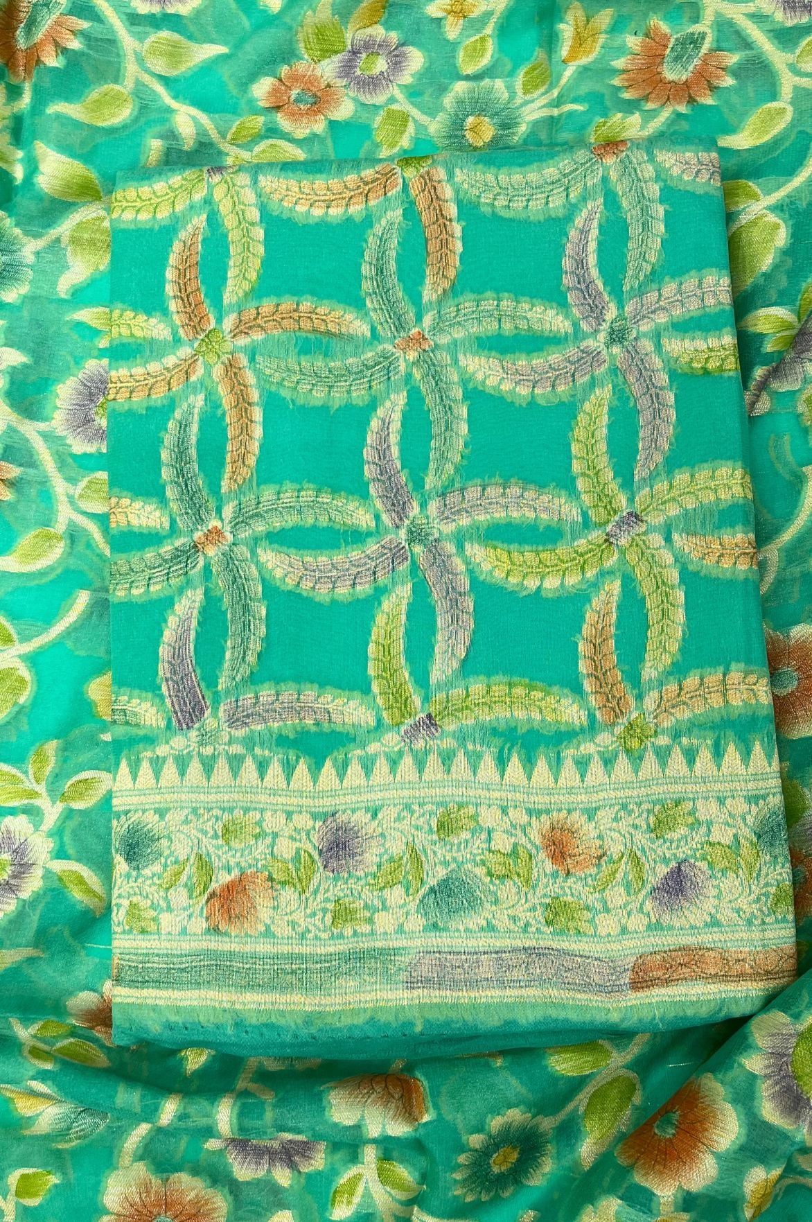 Pure Khaddi Chiffon Banarasi Dress Material