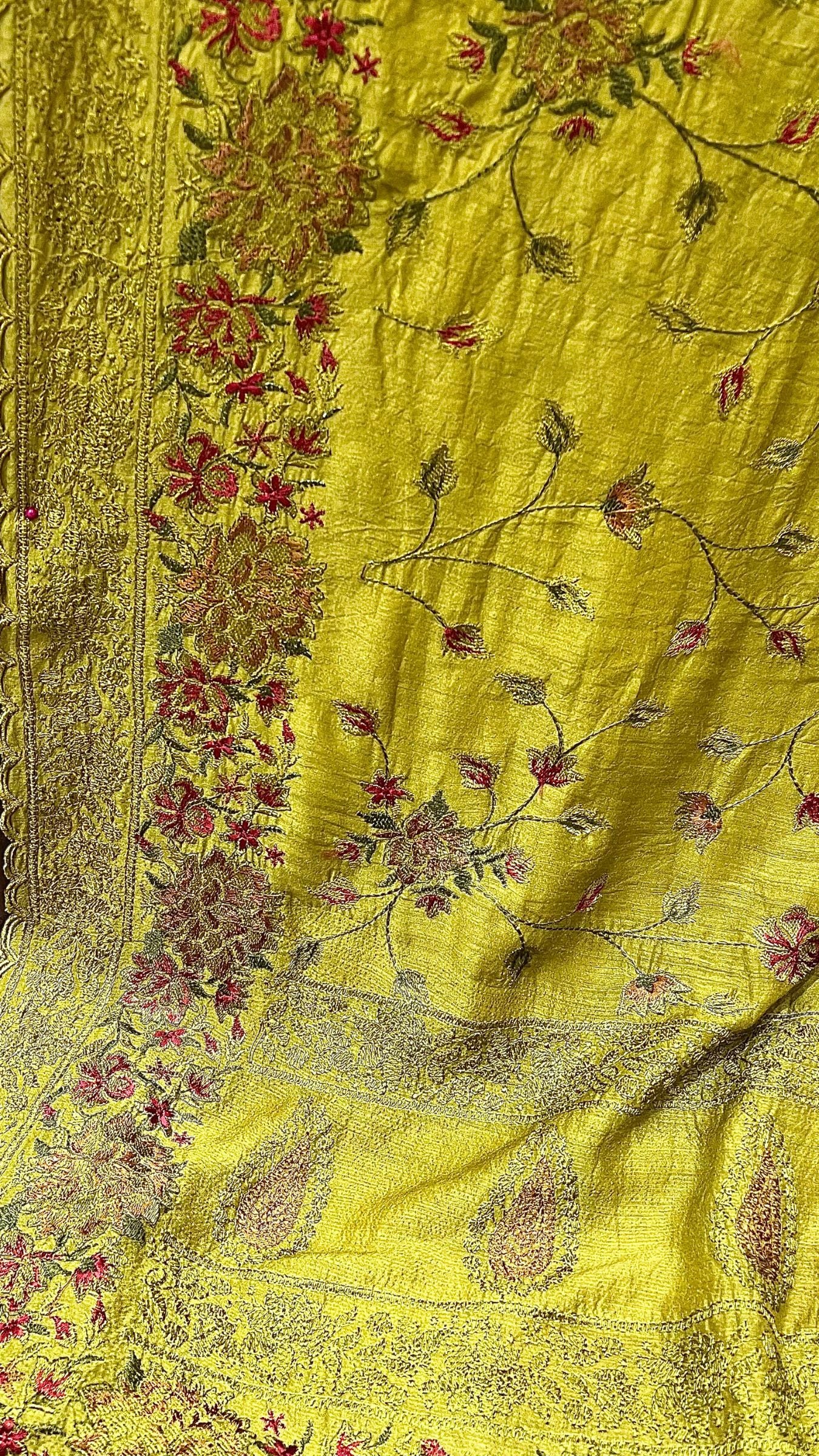 Pure Munga Silk Banarasi Saree - Chikankari all over