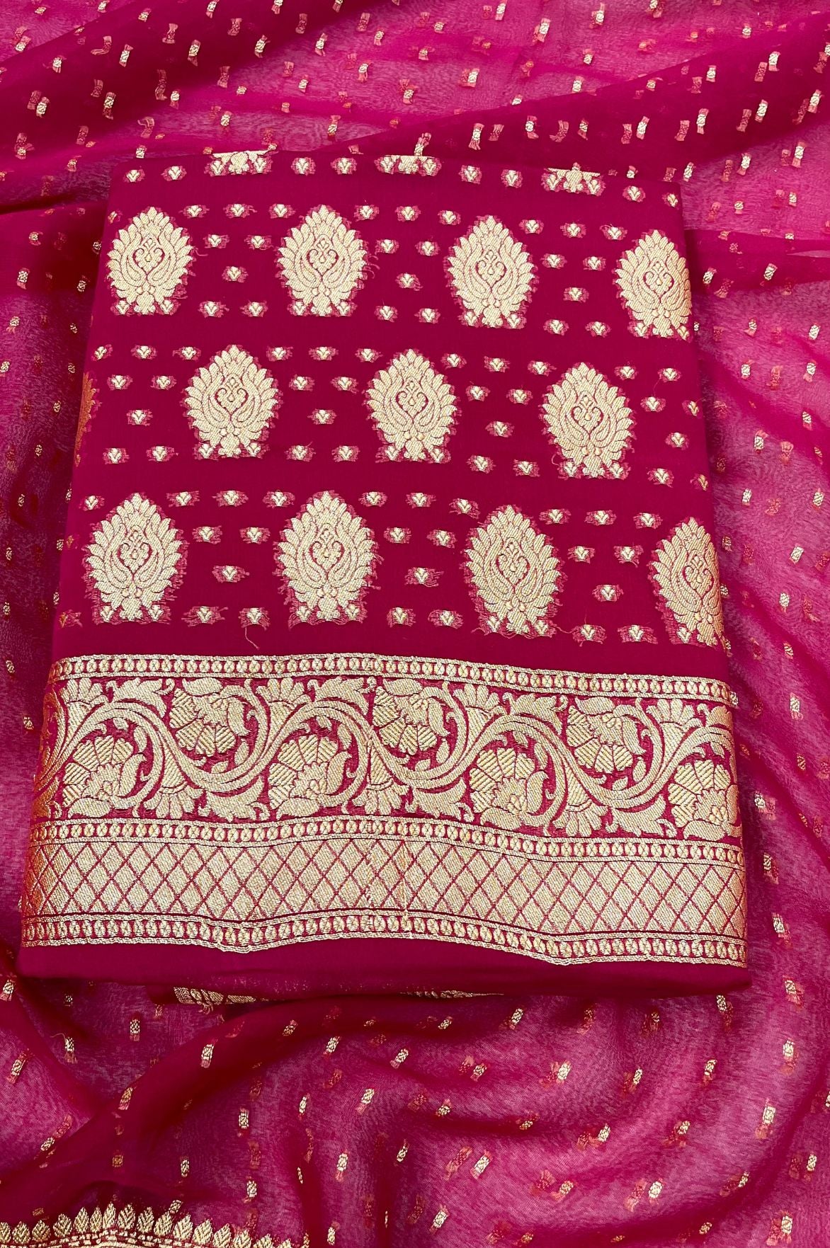 Khaddi Georgette Banarasi Dress Material