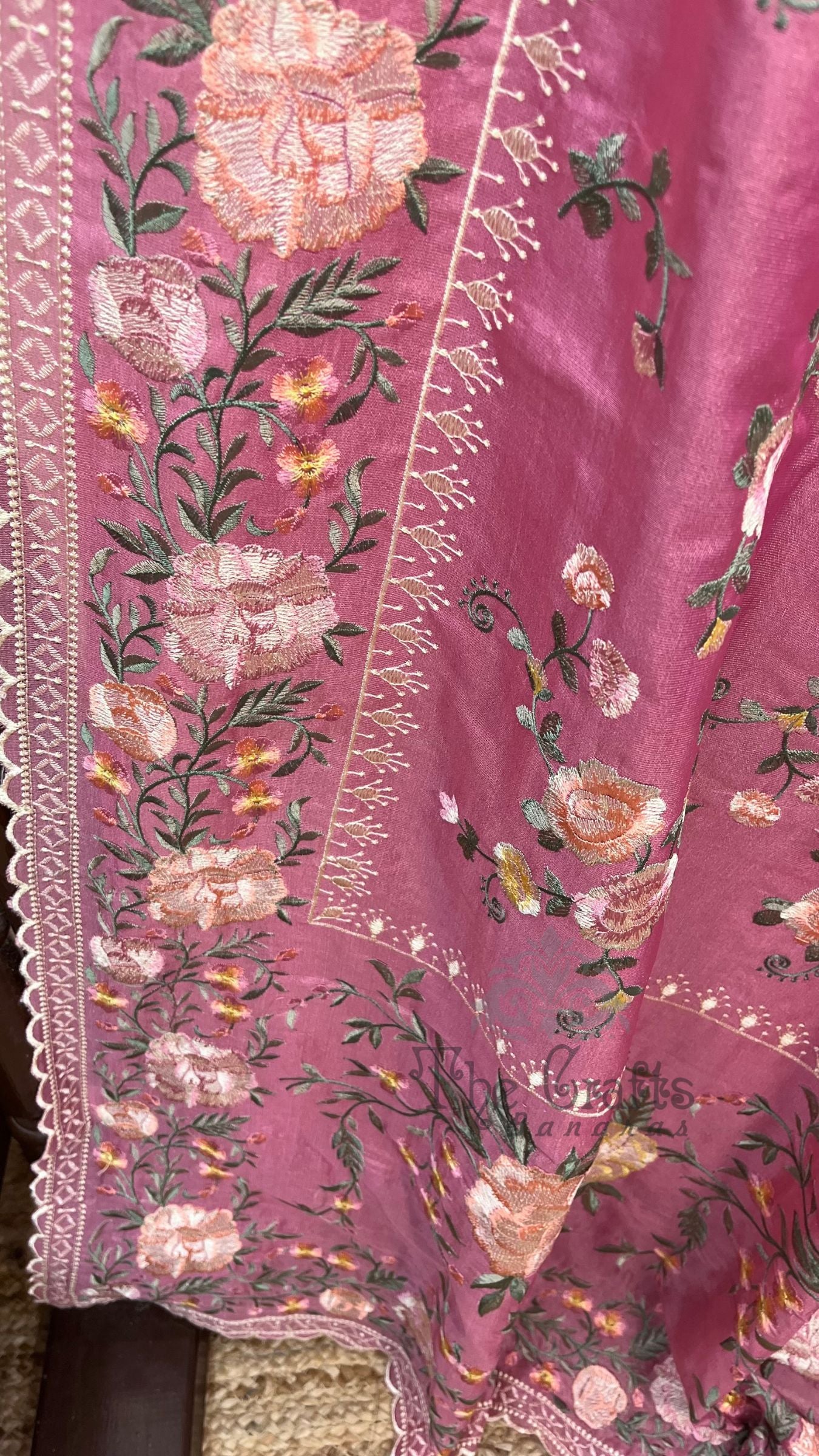 Pure Tissue Silk Banarasi Saree - Chikankari all over
