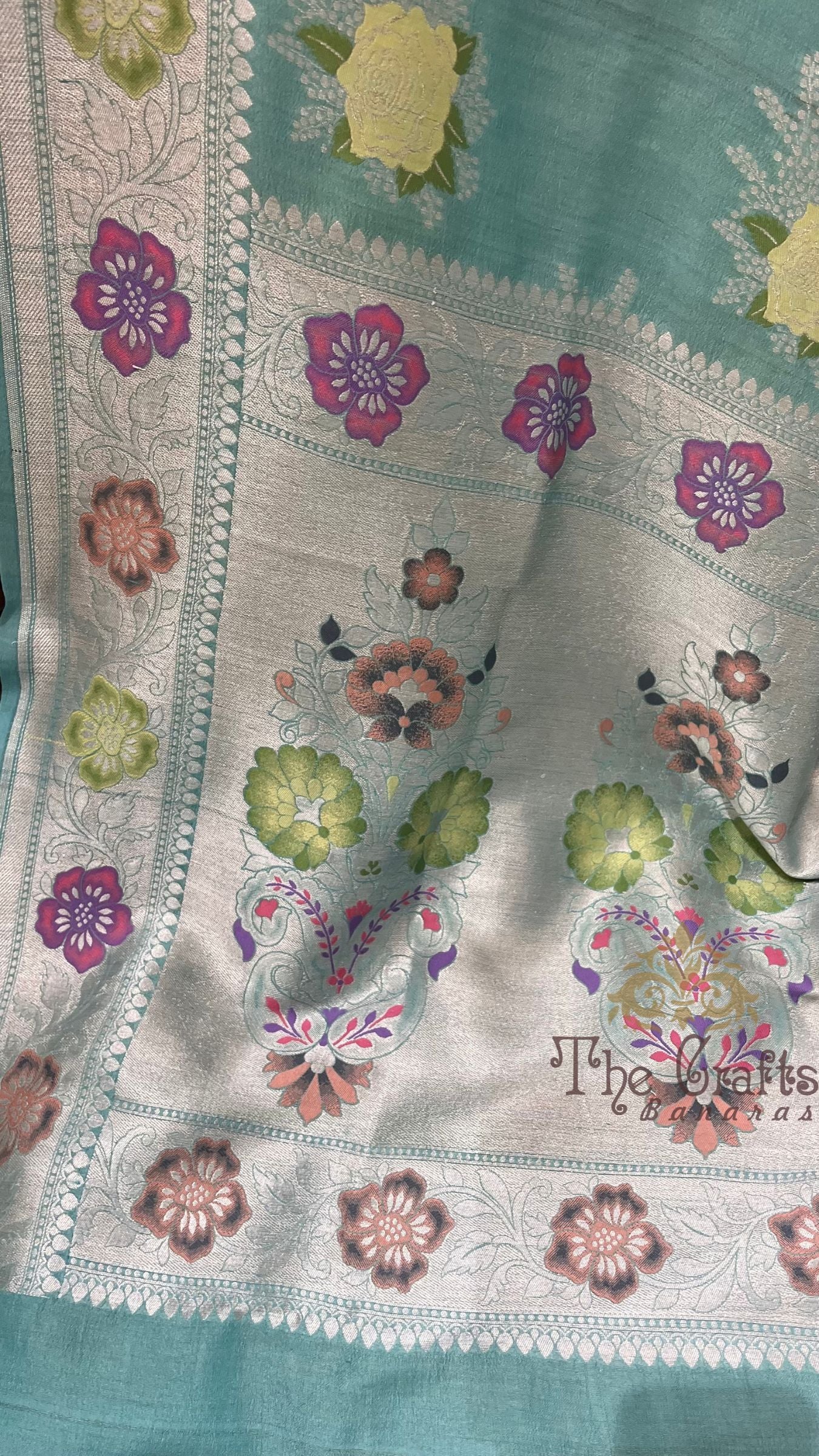 Tussar Georgette Handloom Banarasi Saree - Meenakari