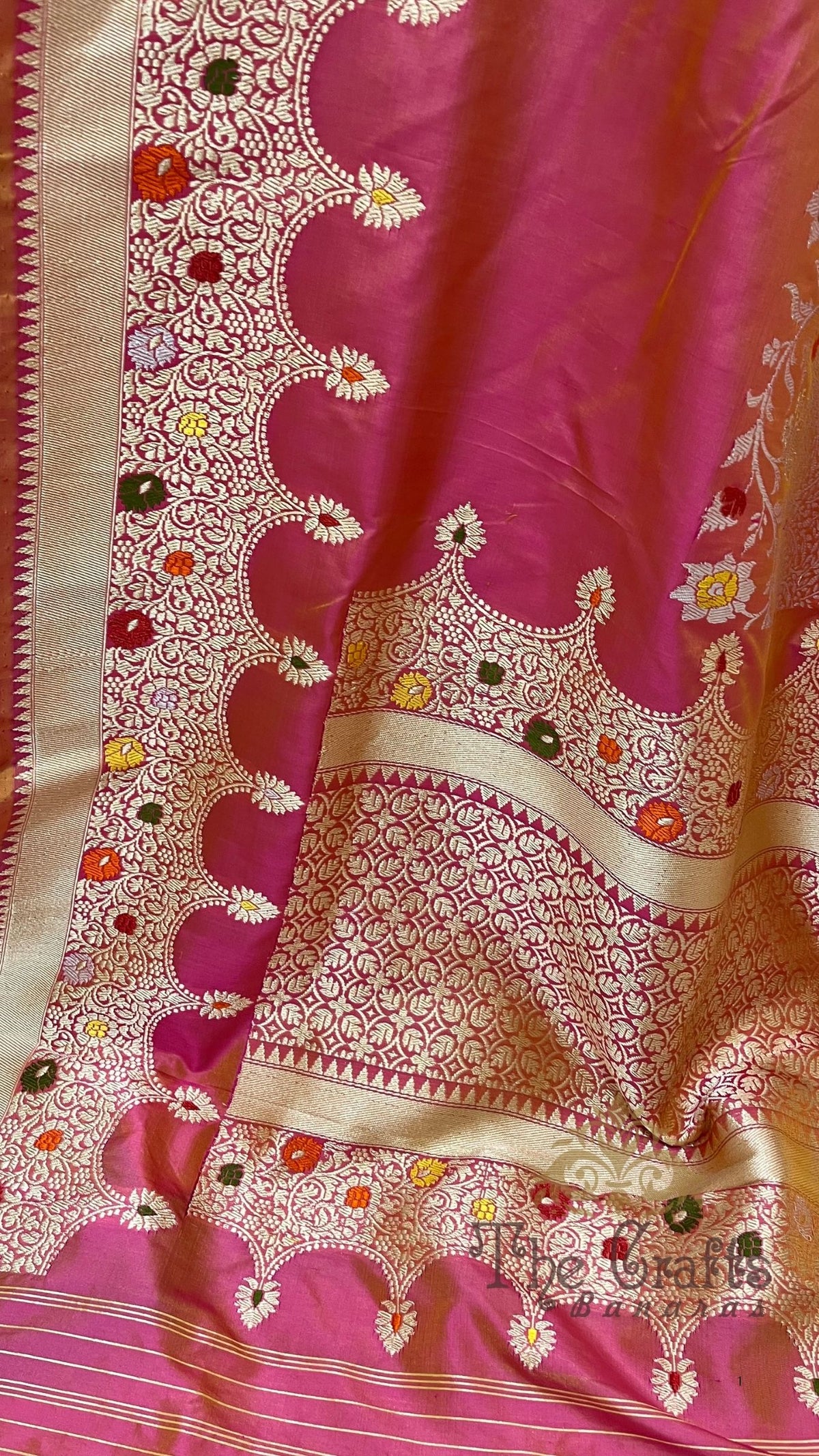 Pure Katan Silk Handloom Banarasi Saree - Kadhua Tanchui Brocade Meena