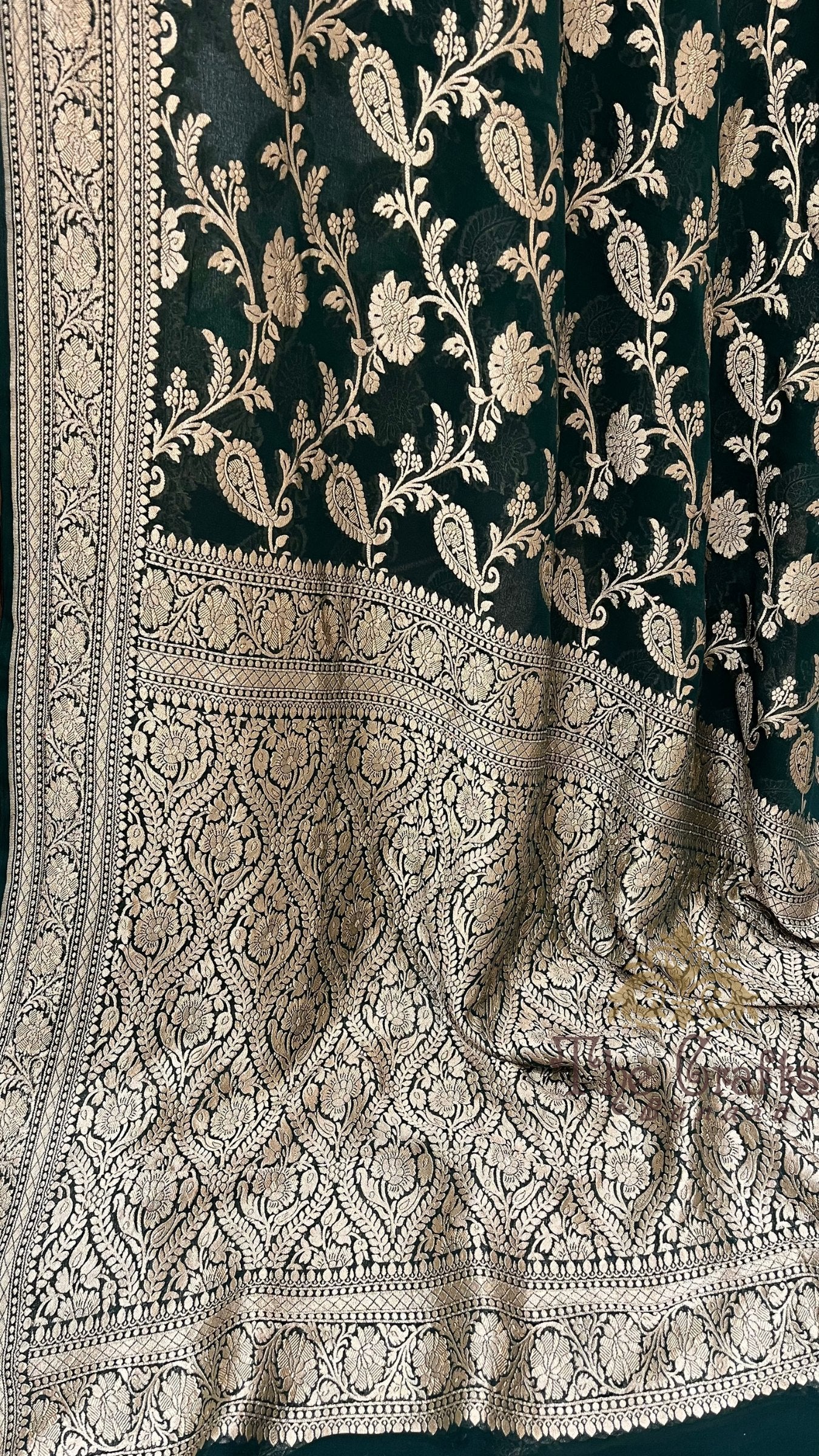 Khaddi Georgette Banarasi Saree - Gold Zari