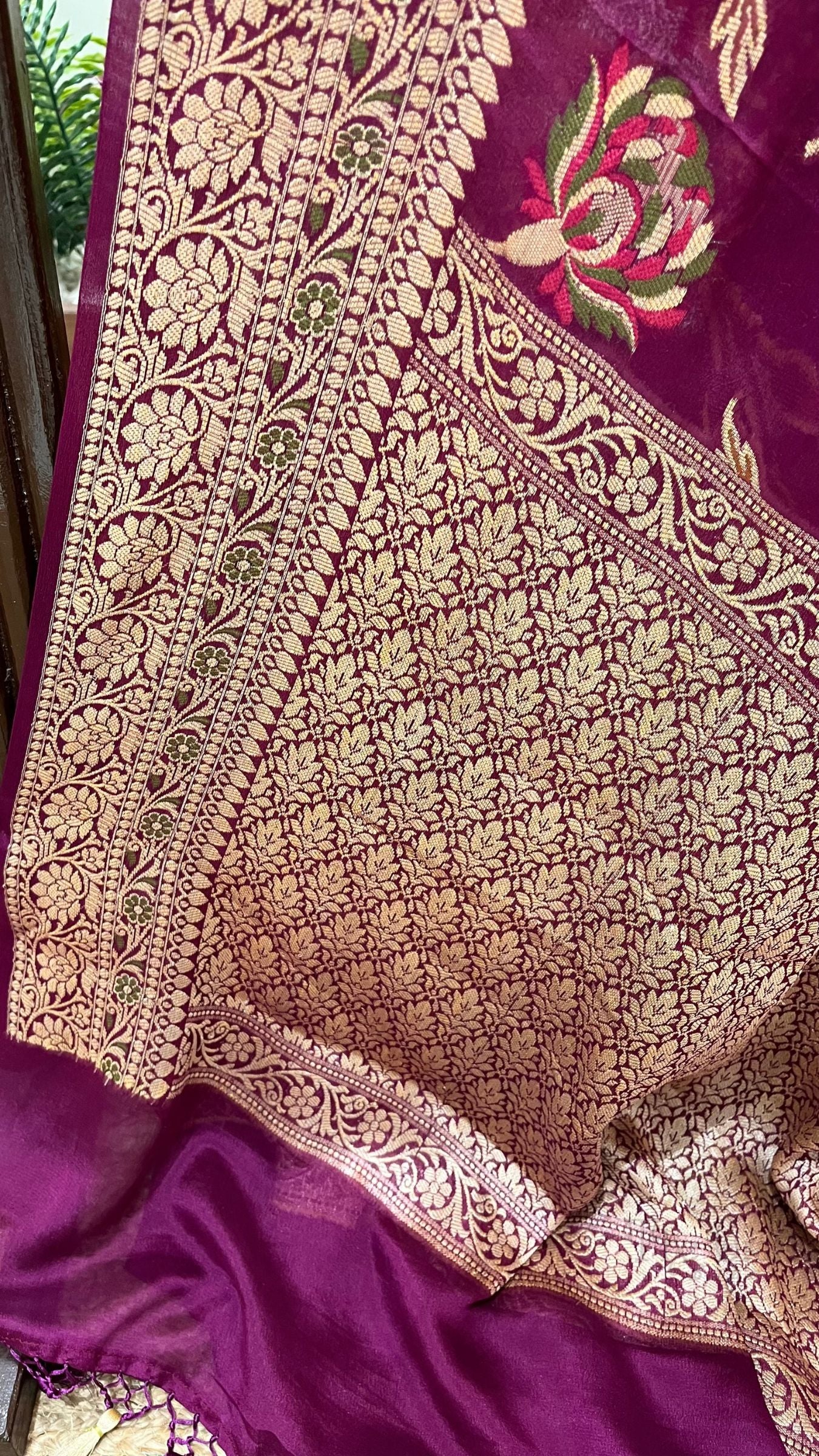 Pure Khaddi Chiffon Banarasi Saree