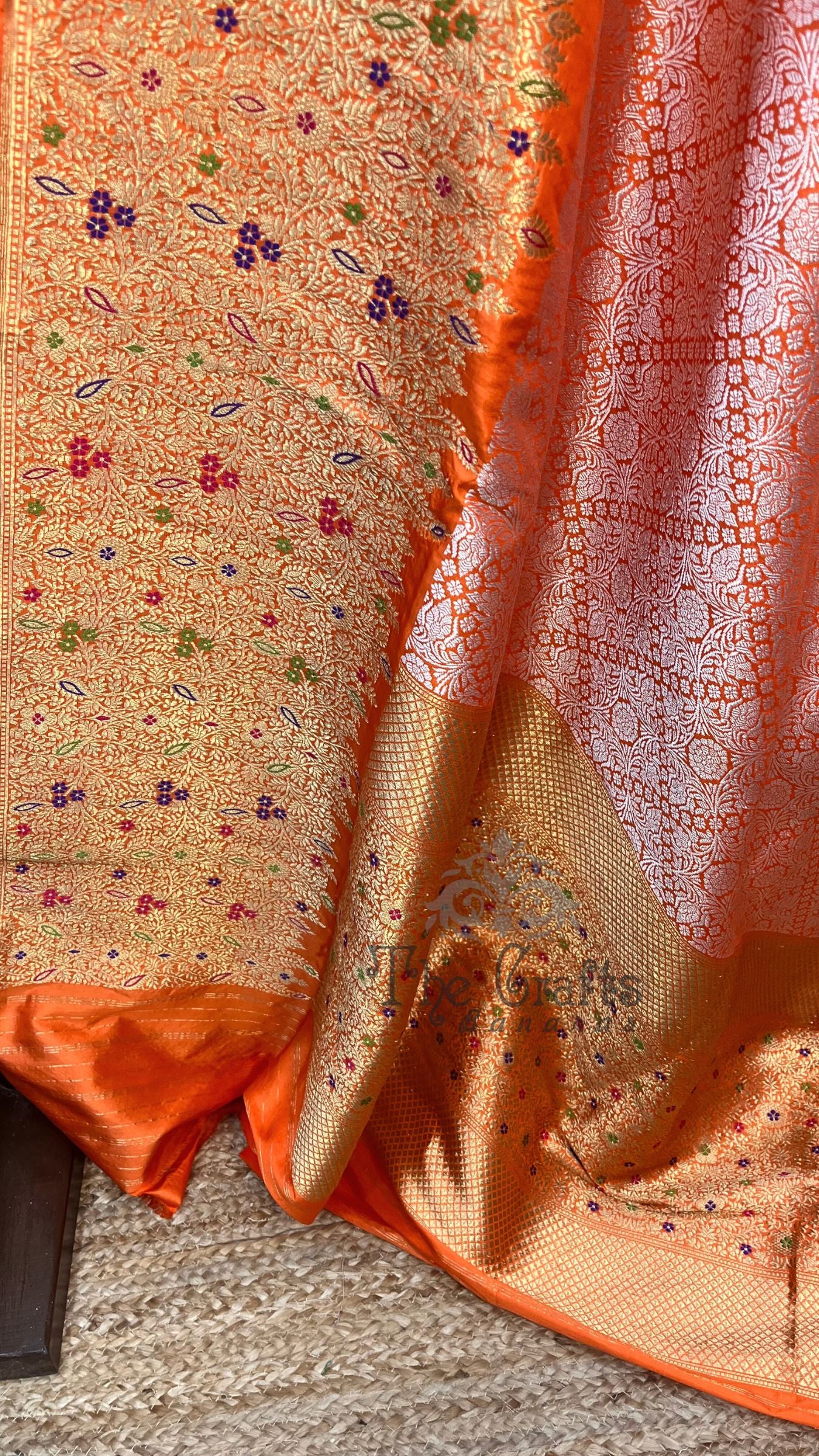 Pure Katan Silk Handloom Banarasi Saree - Kadhua Tanchui Brocade Meena