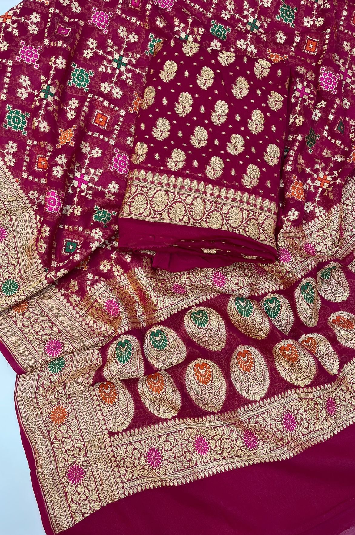 Khaddi Georgette Banarasi Dress Material