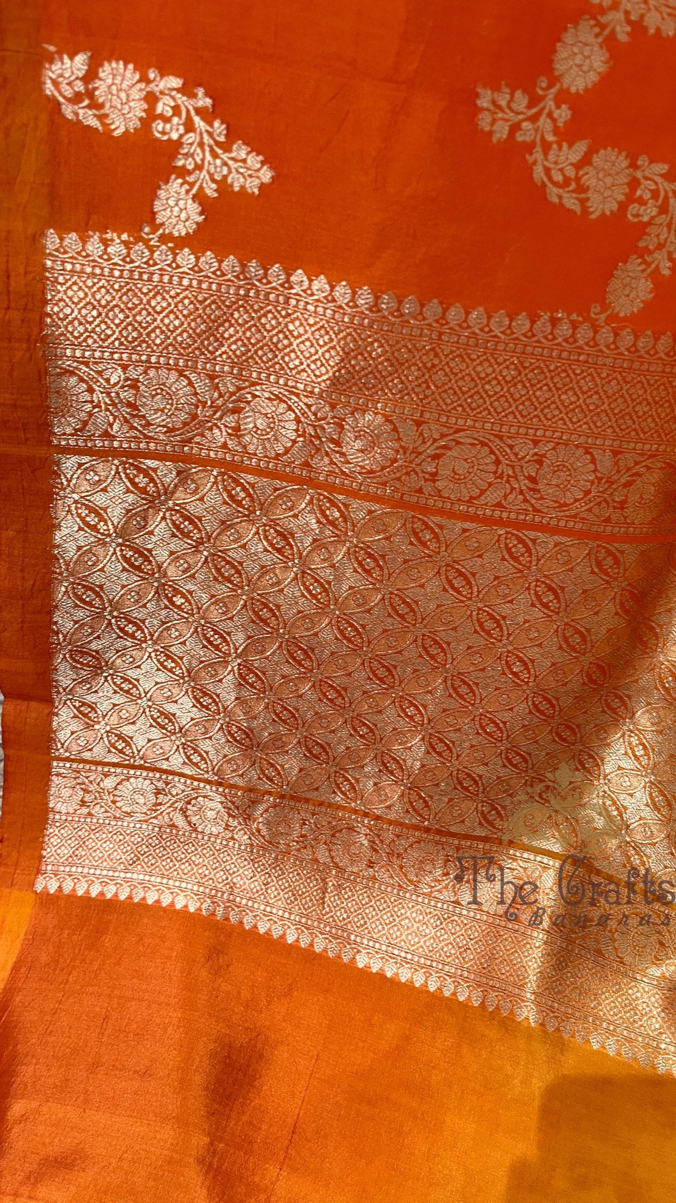 Pure Mango Silk Handloom Banarasi Saree - with kadhua stripes