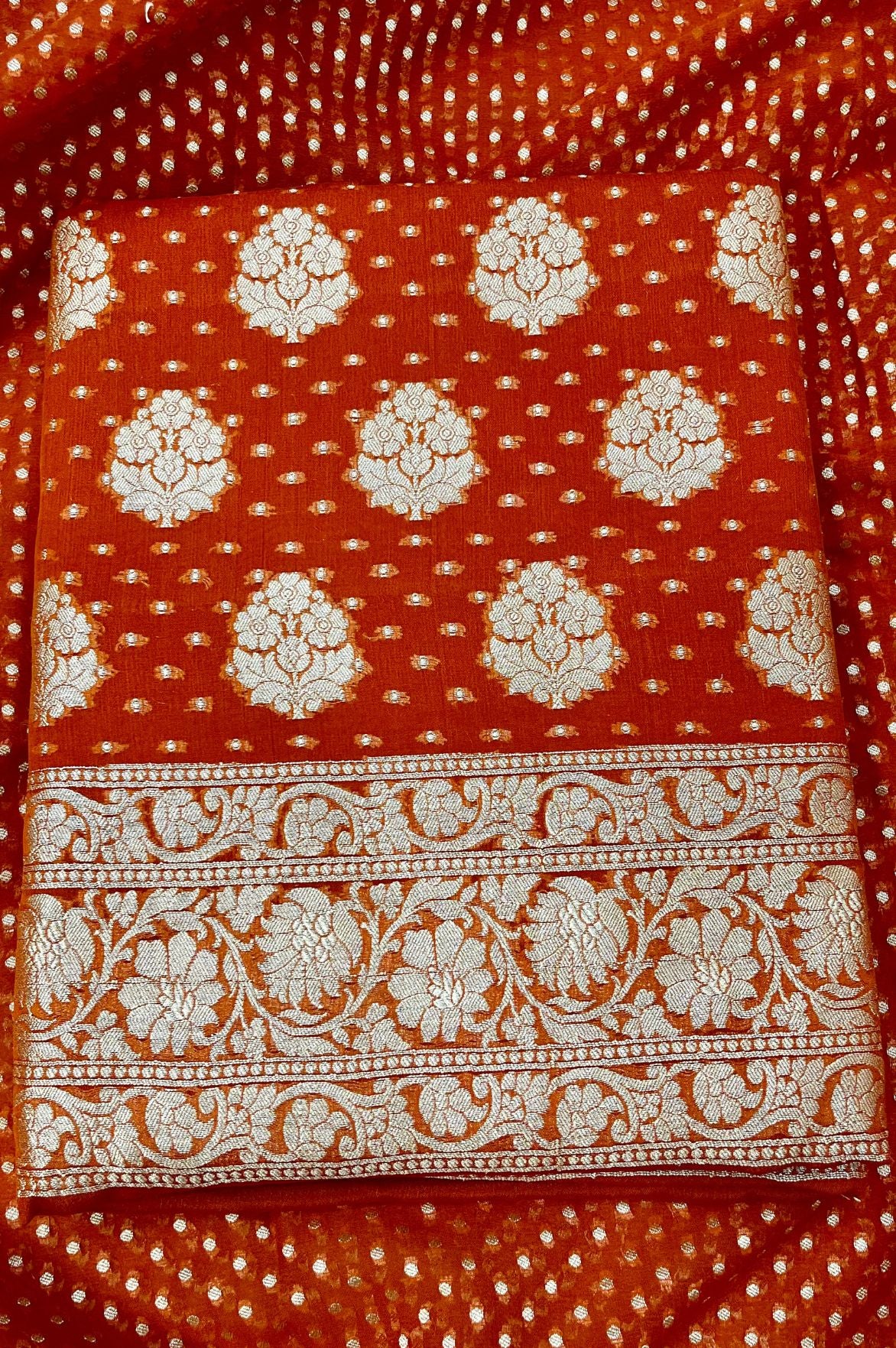 Khaddi Georgette Banarasi Dress Material